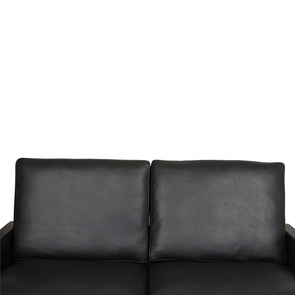 Poul Kjærholm Pk-31/2 2-Seater Sofa Newly Upholstered with Black Aniline Leather 2