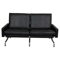 Poul Kjærholm Pk-31/2 2-Seater Sofa Newly Upholstered with Black Aniline Leather