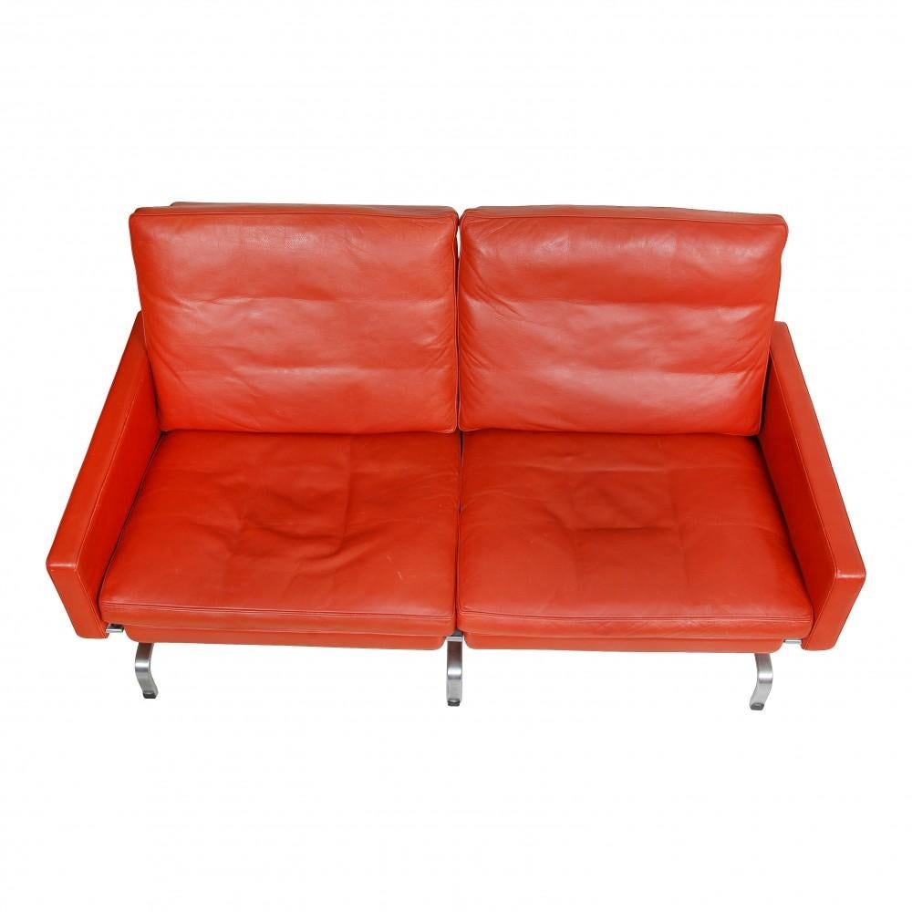 Poul Kjærholm PK-31/2 Sofa with Patinated Red-Brown Leather For Sale 5