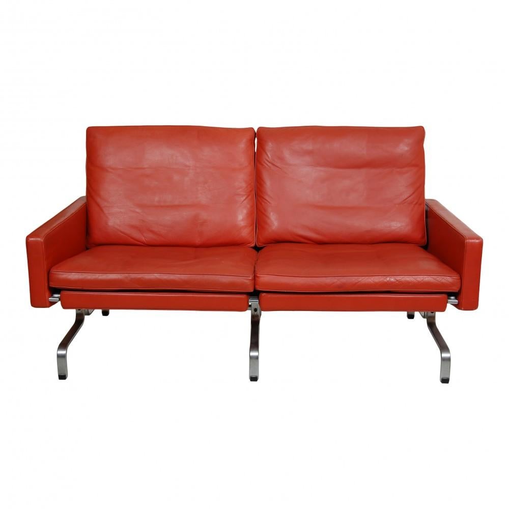 Poul Kjærholm PK-31/2 Sofa with Patinated Red-Brown Leather For Sale 3