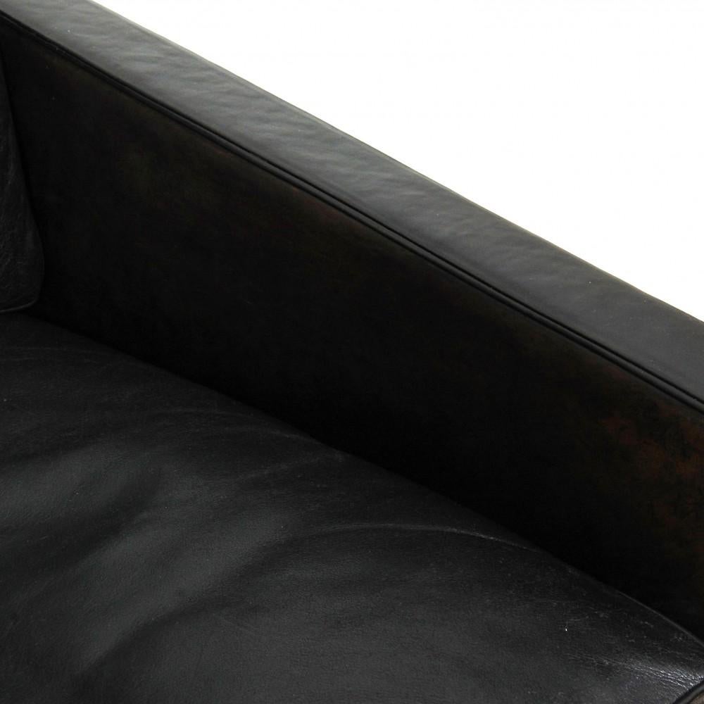 Poul Kjærholm Pk-31 3 Seater Sofa in Original Patinated Black Leather, from the 4