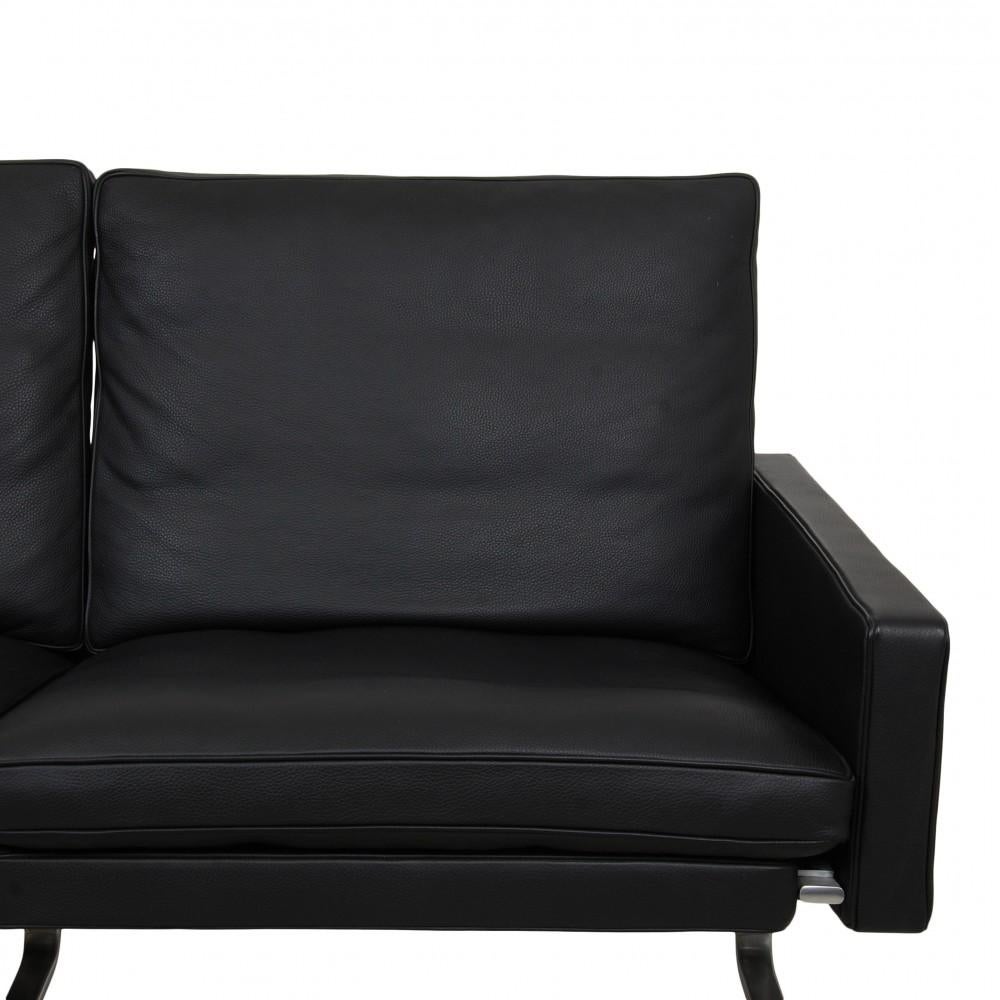 Scandinavian Modern Poul Kjærholm Pk-31/3 Sofa in Black Leather, 2007