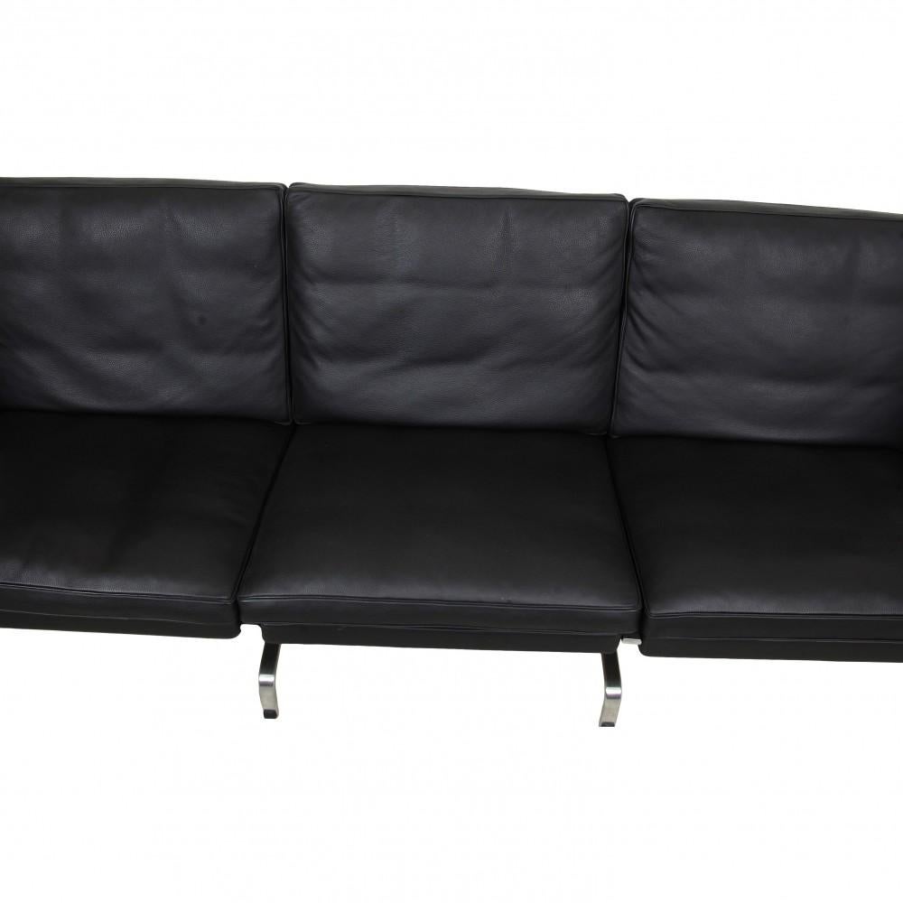 Poul Kjærholm Pk-31/3 Sofa in Black Leather, 2007 In Good Condition In Herlev, 84