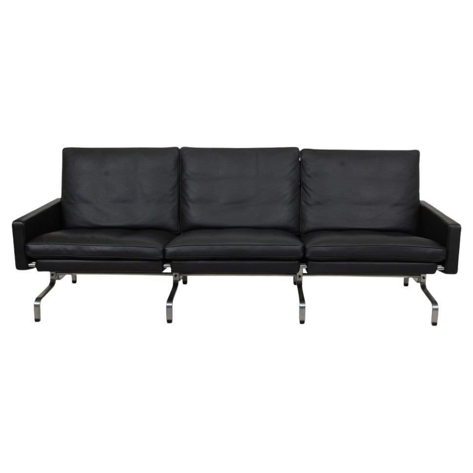 Poul Kjærholm Pk-31/3 Sofa in Black Leather, 2007