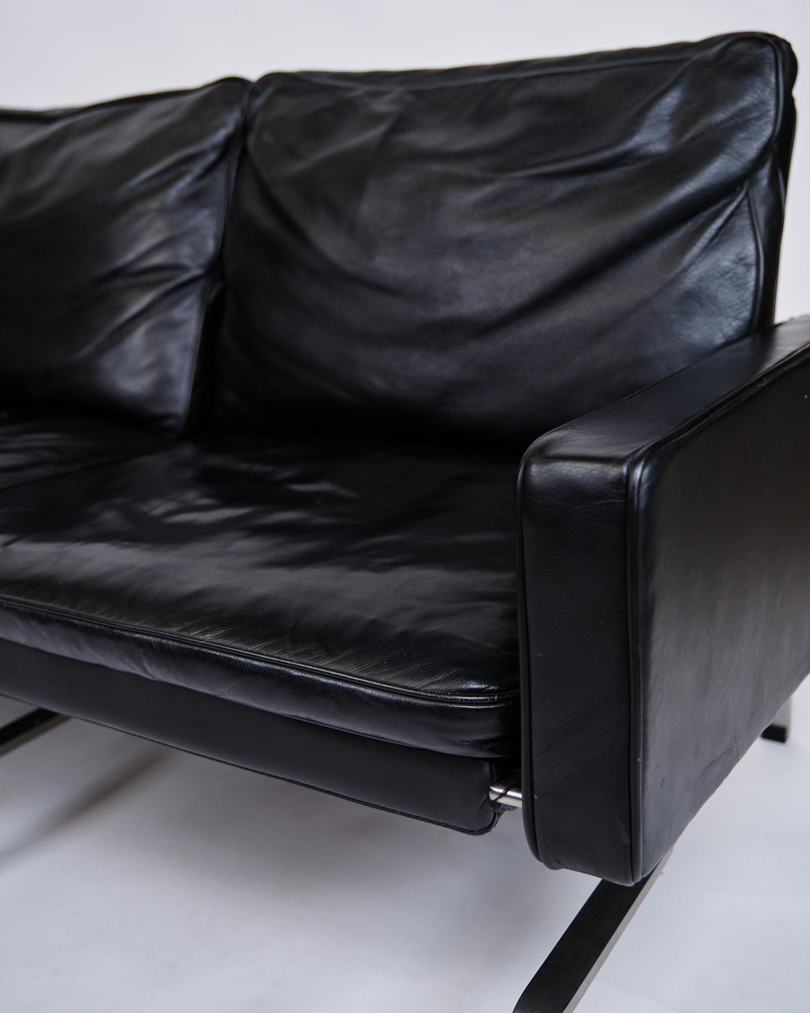 Poul Kjærholm Pk 31 3 Sofa in schwarzem Leder für E. Kold Christensen aus den 1960er Jahren (Moderne der Mitte des Jahrhunderts) im Angebot