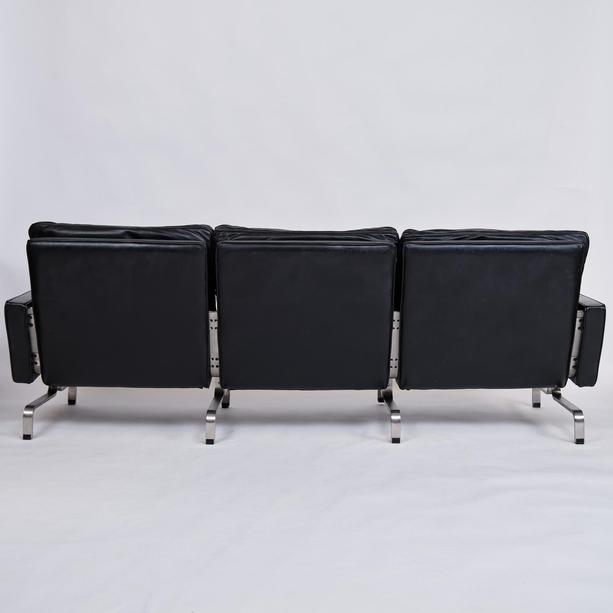 Poul Kjærholm Pk 31 3 Sofa in schwarzem Leder für E. Kold Christensen aus den 1960er Jahren im Zustand „Gut“ im Angebot in Lejre, DK