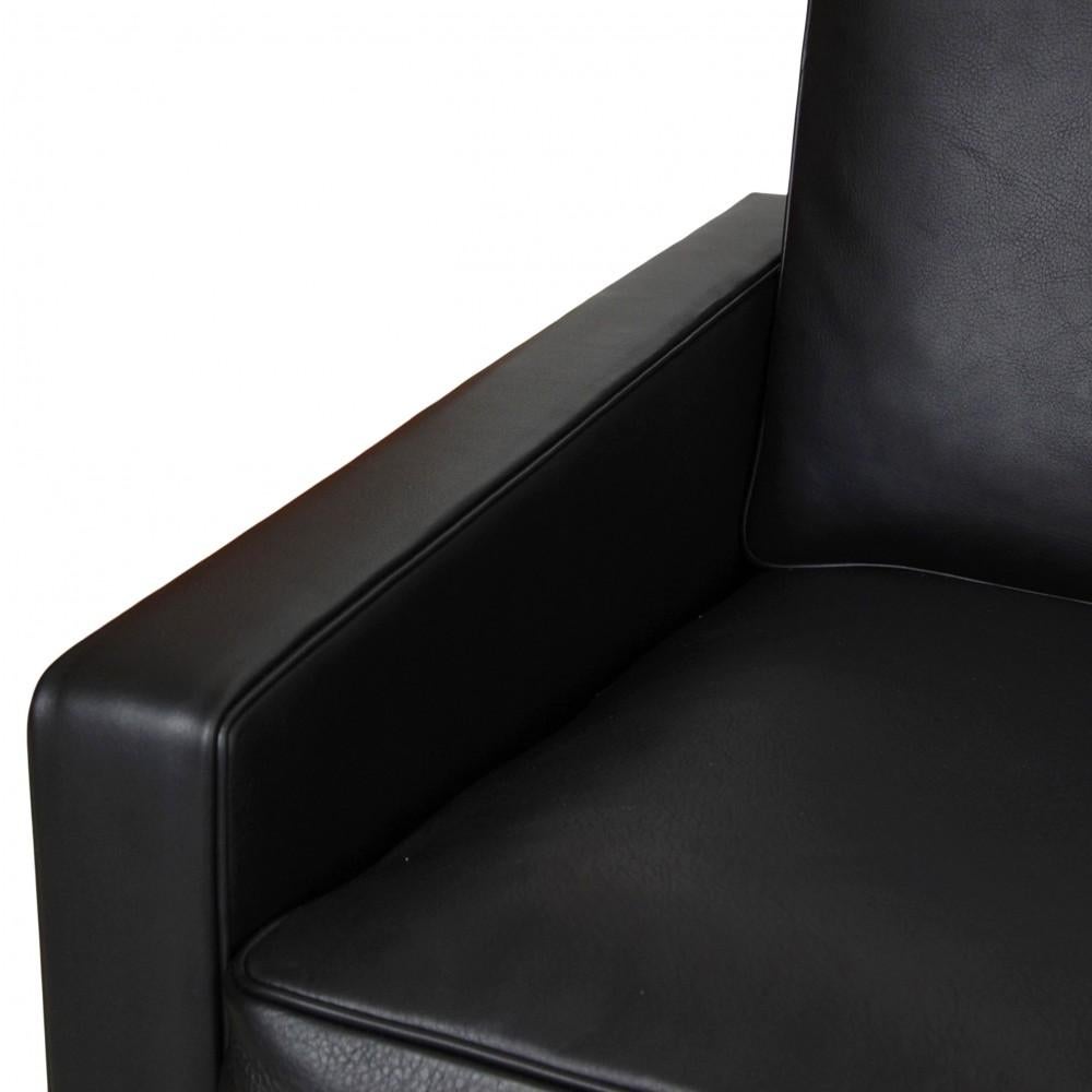 Danish Poul Kjærholm Pk-31/3 Sofa Reupholstered in Black Aniline Leather