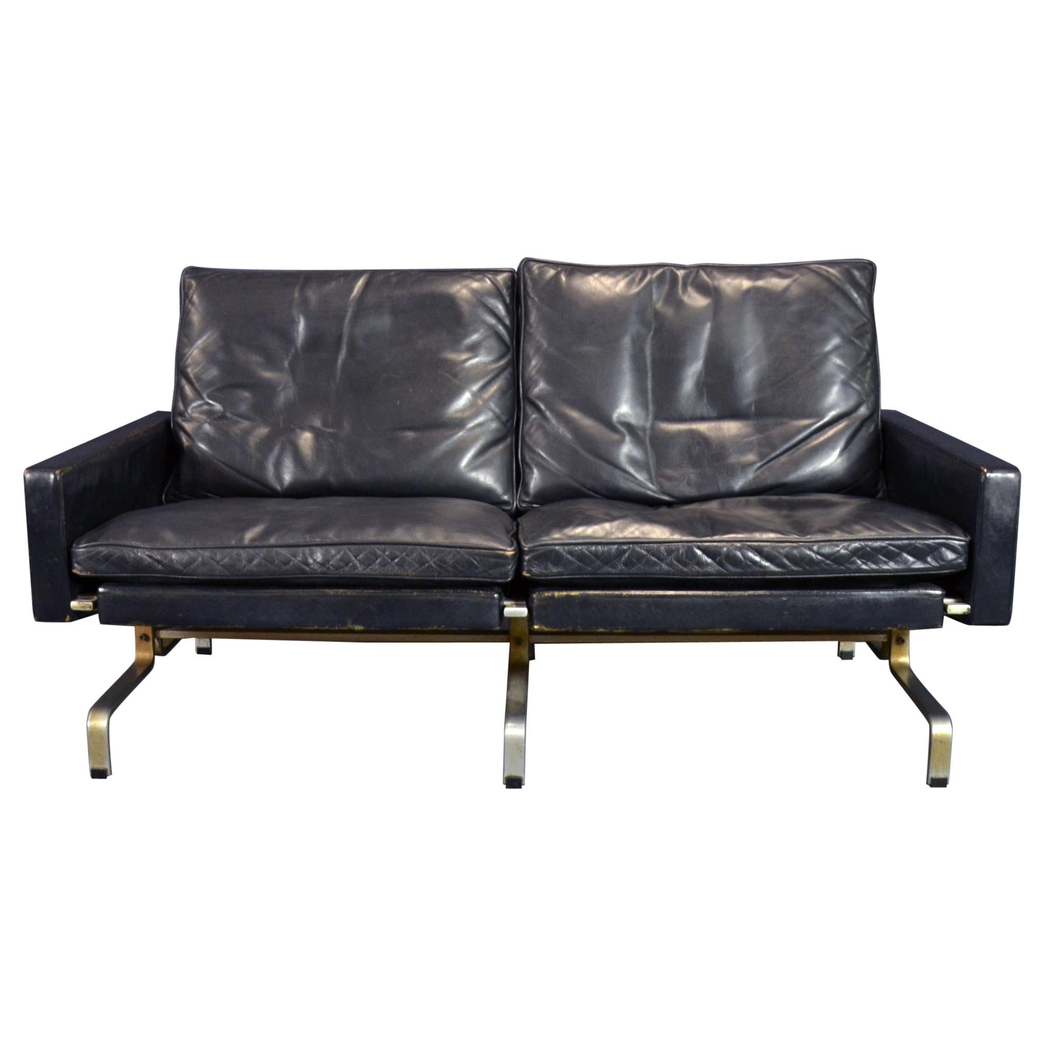 Poul Kjærholm PK 31 Sofa for Kold Christensen in Black Leather