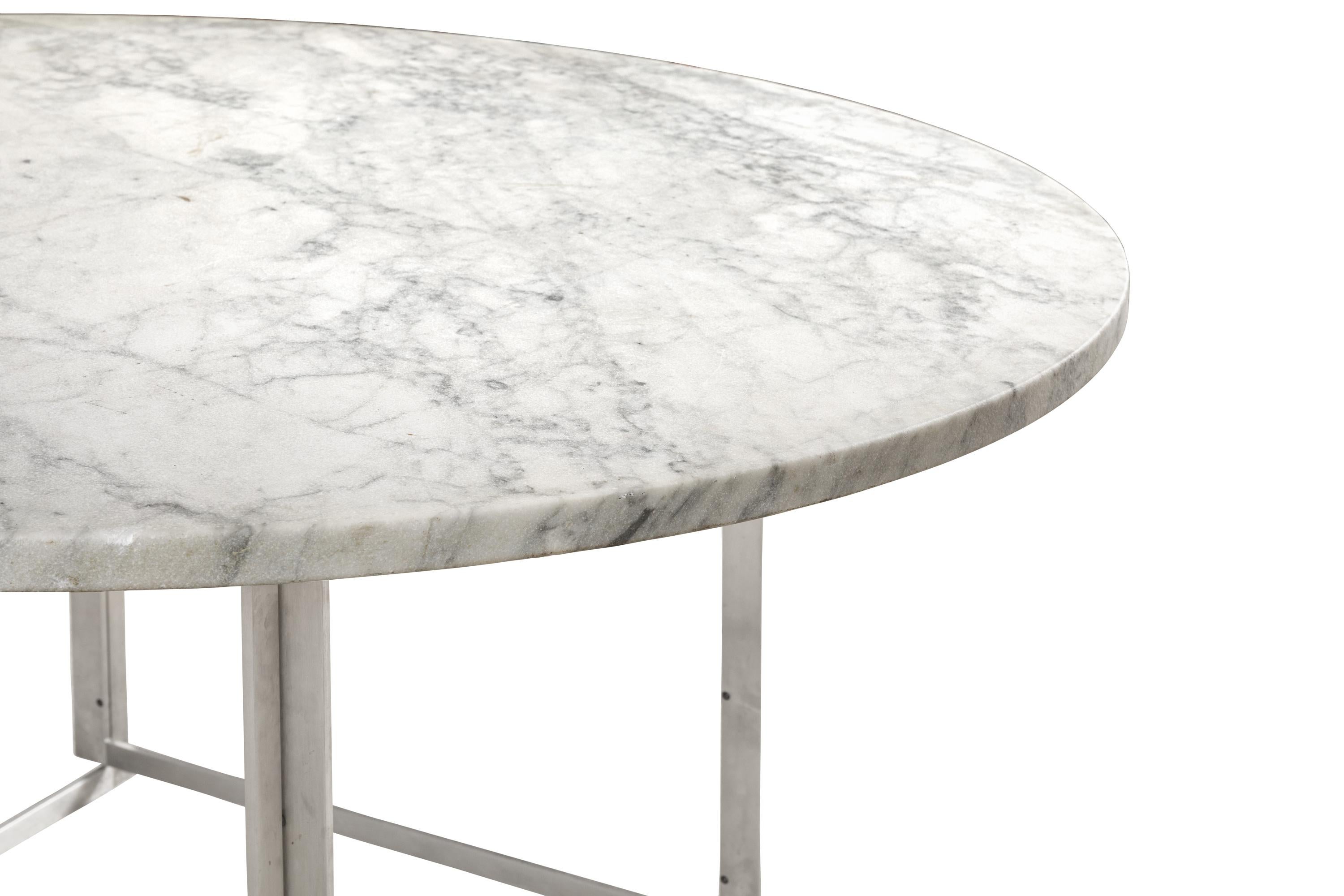 Steel Poul Kjaerholm PK 54 Marble Dining Table with Maple Extensions for Fritz Hansen