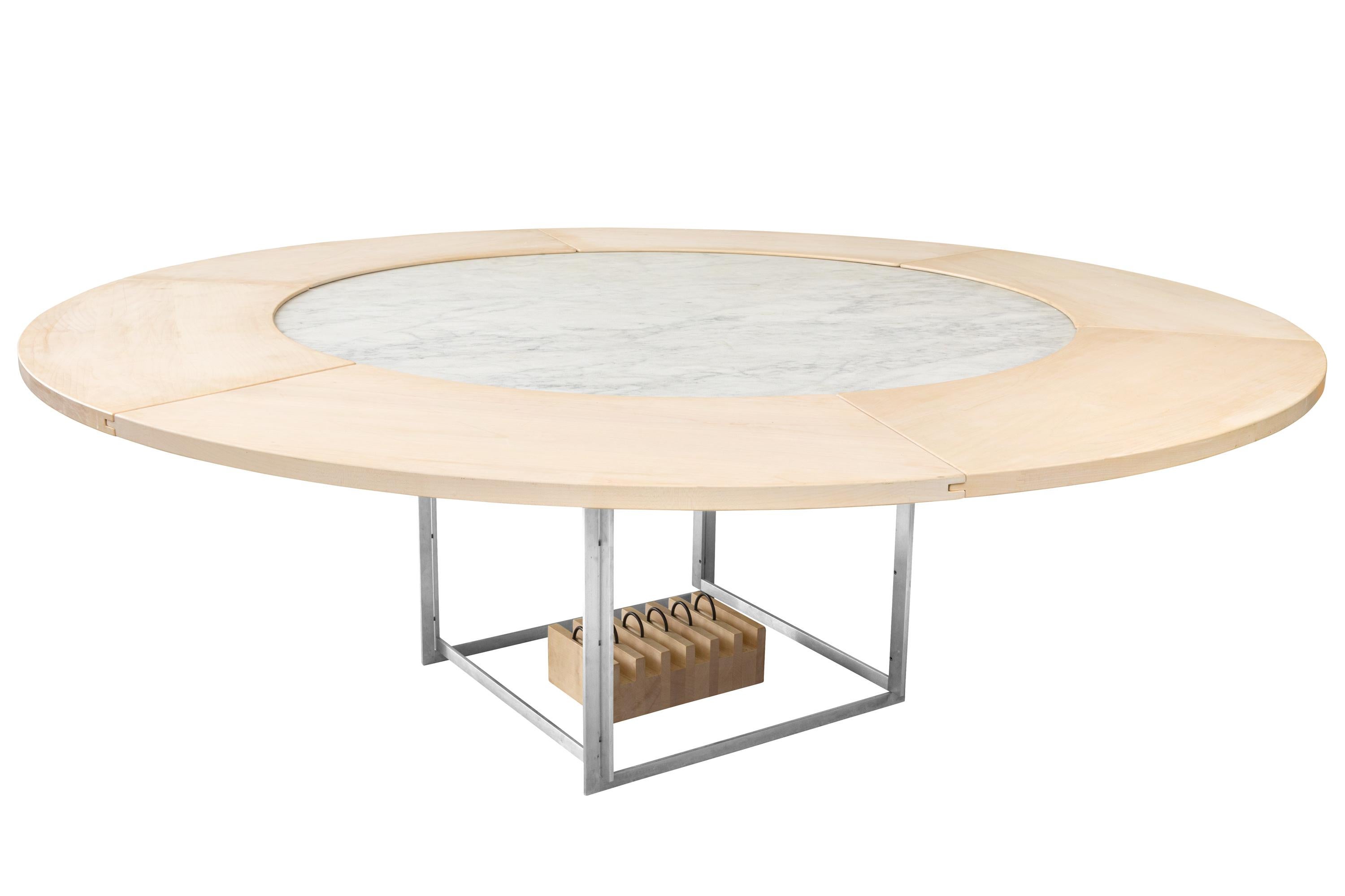 Danish Poul Kjaerholm PK 54 Marble Dining Table with Maple Extensions for Fritz Hansen