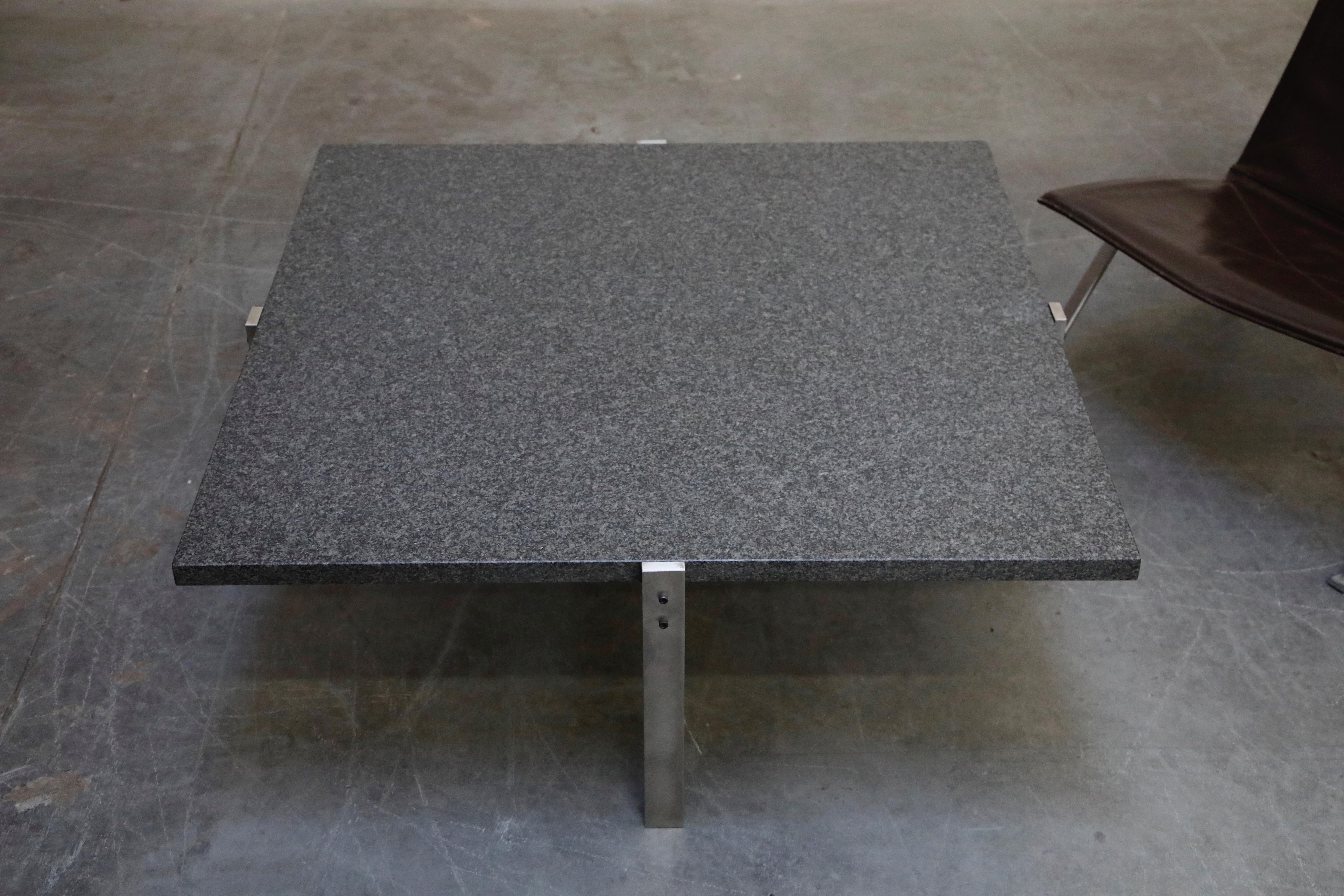 Poul Kjærholm 'PK-65' Steel and Honed Granite Coffee Table, Signed 6