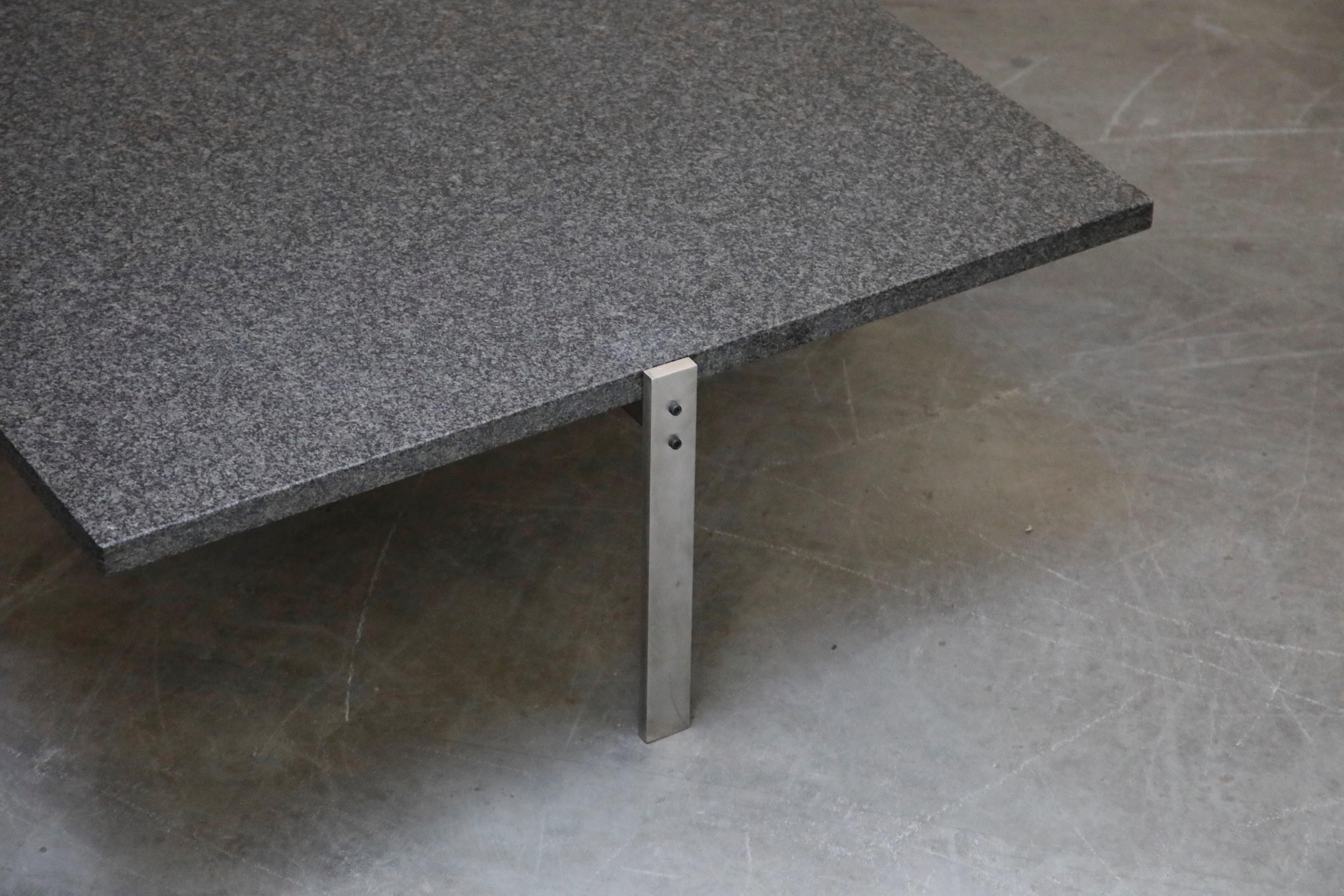 Poul Kjærholm 'PK-65' Steel and Honed Granite Coffee Table, Signed 7