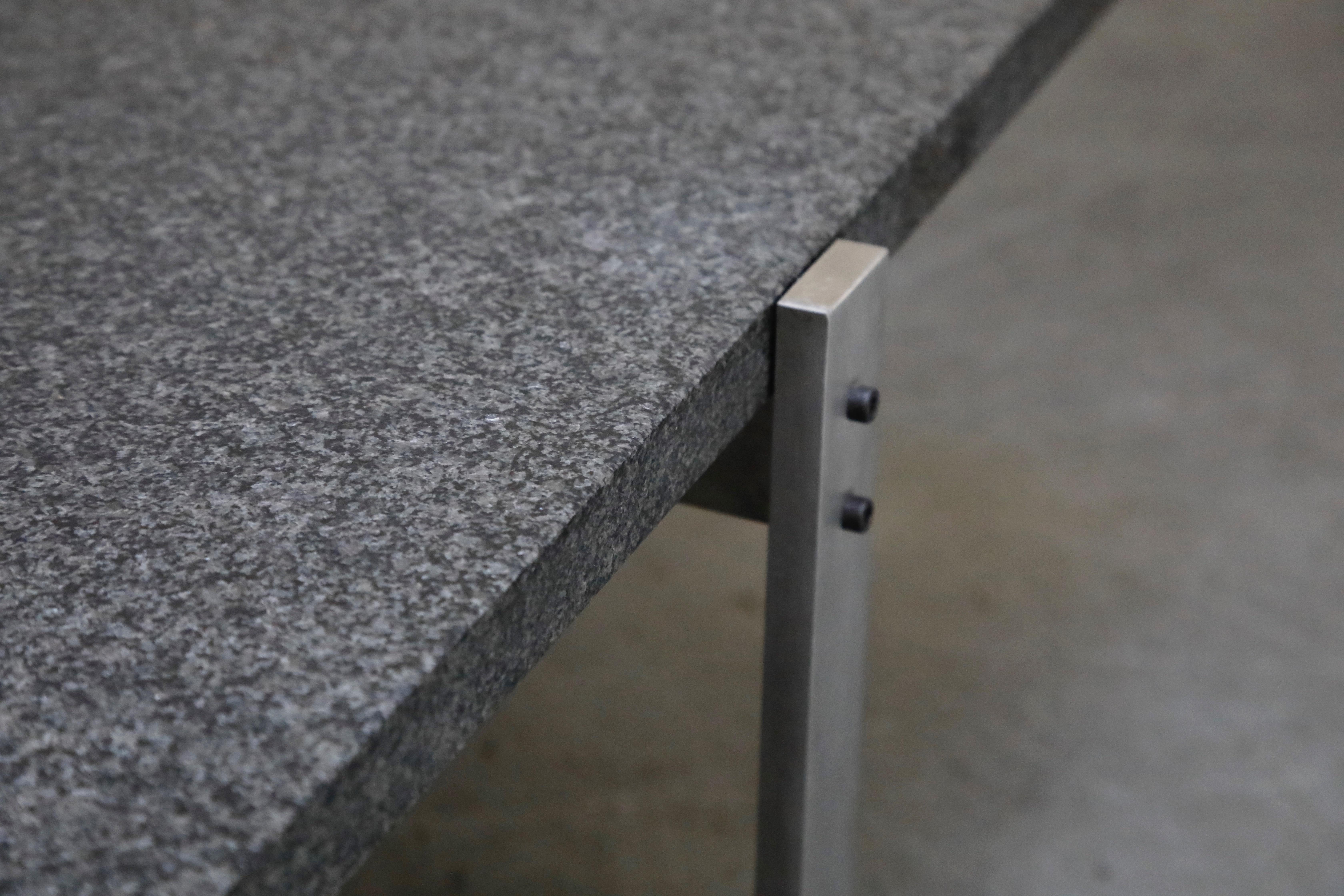Poul Kjærholm 'PK-65' Steel and Honed Granite Coffee Table, Signed 8
