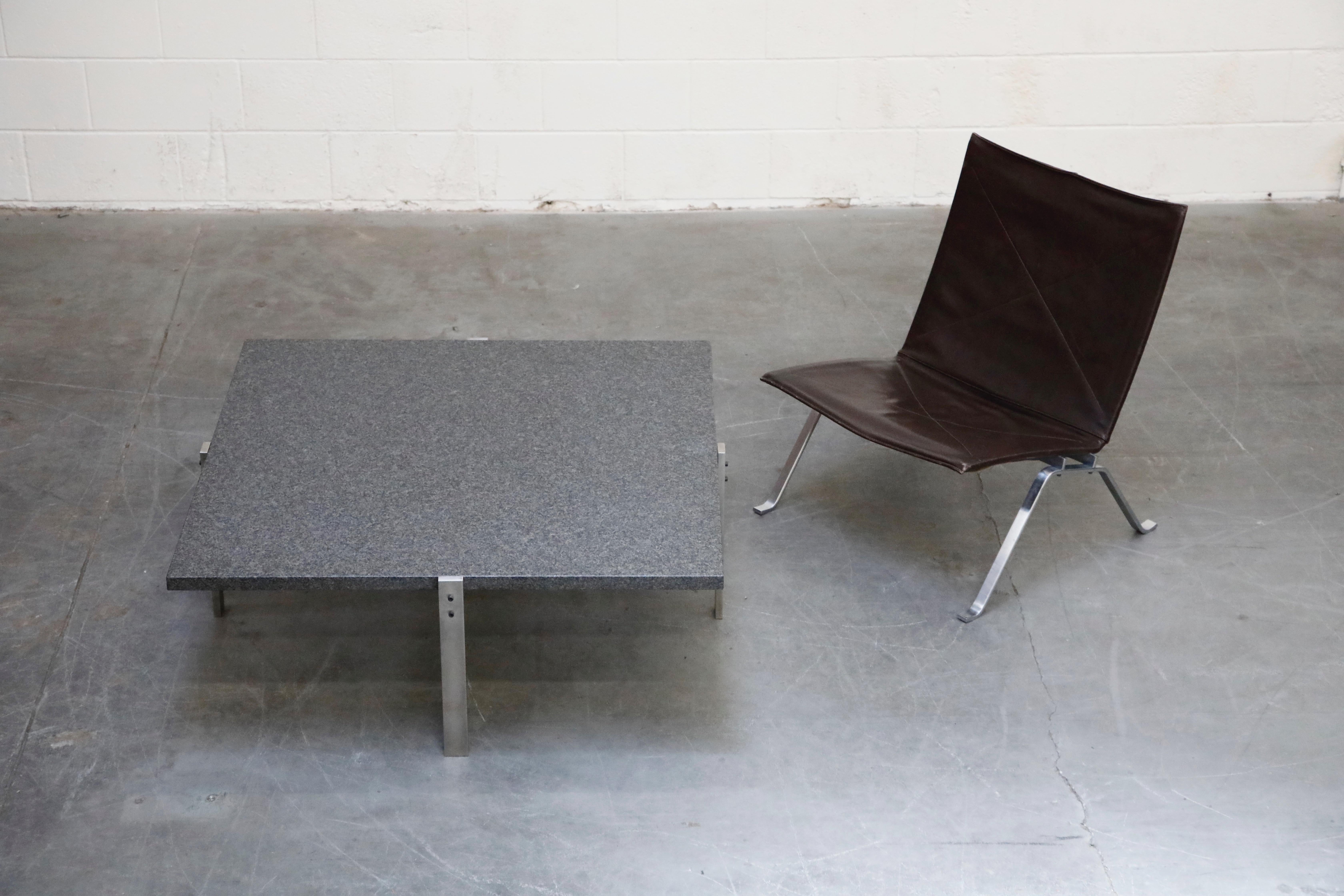 Poul Kjærholm 'PK-65' Steel and Honed Granite Coffee Table, Signed In Good Condition In Los Angeles, CA