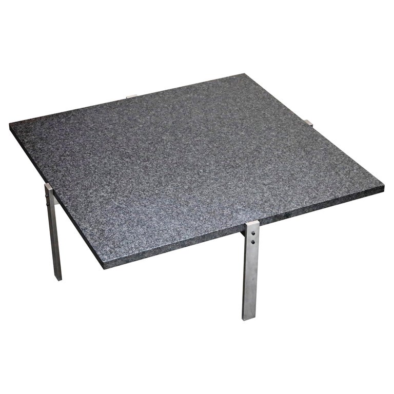 Poul Kjaerholm Pk 65 Steel And Honed Granite Coffee Table Signed For Sale At 1stdibs