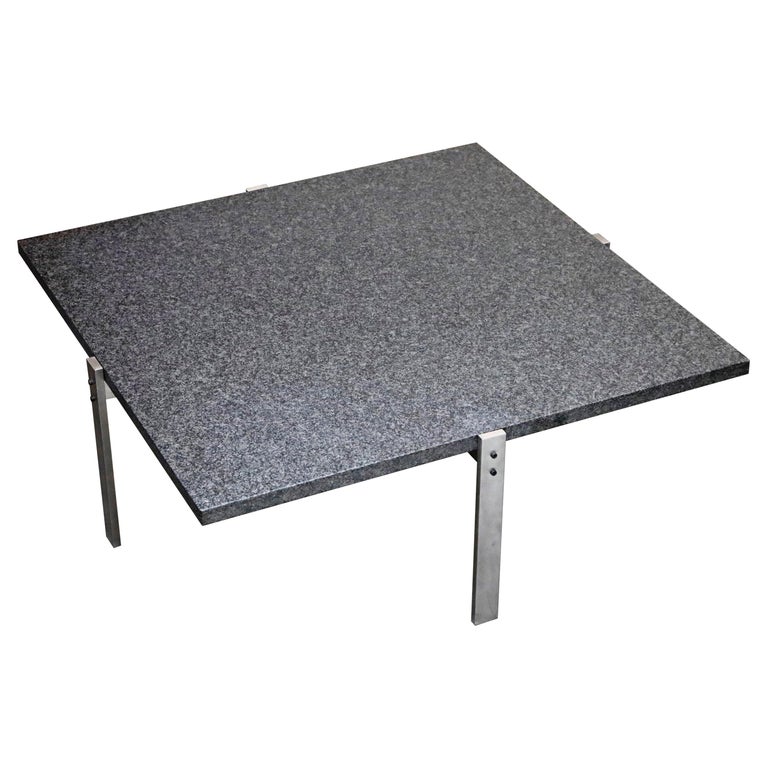 Poul Kjaerholm Pk 65 Steel And Honed Granite Coffee Table Signed At 1stdibs