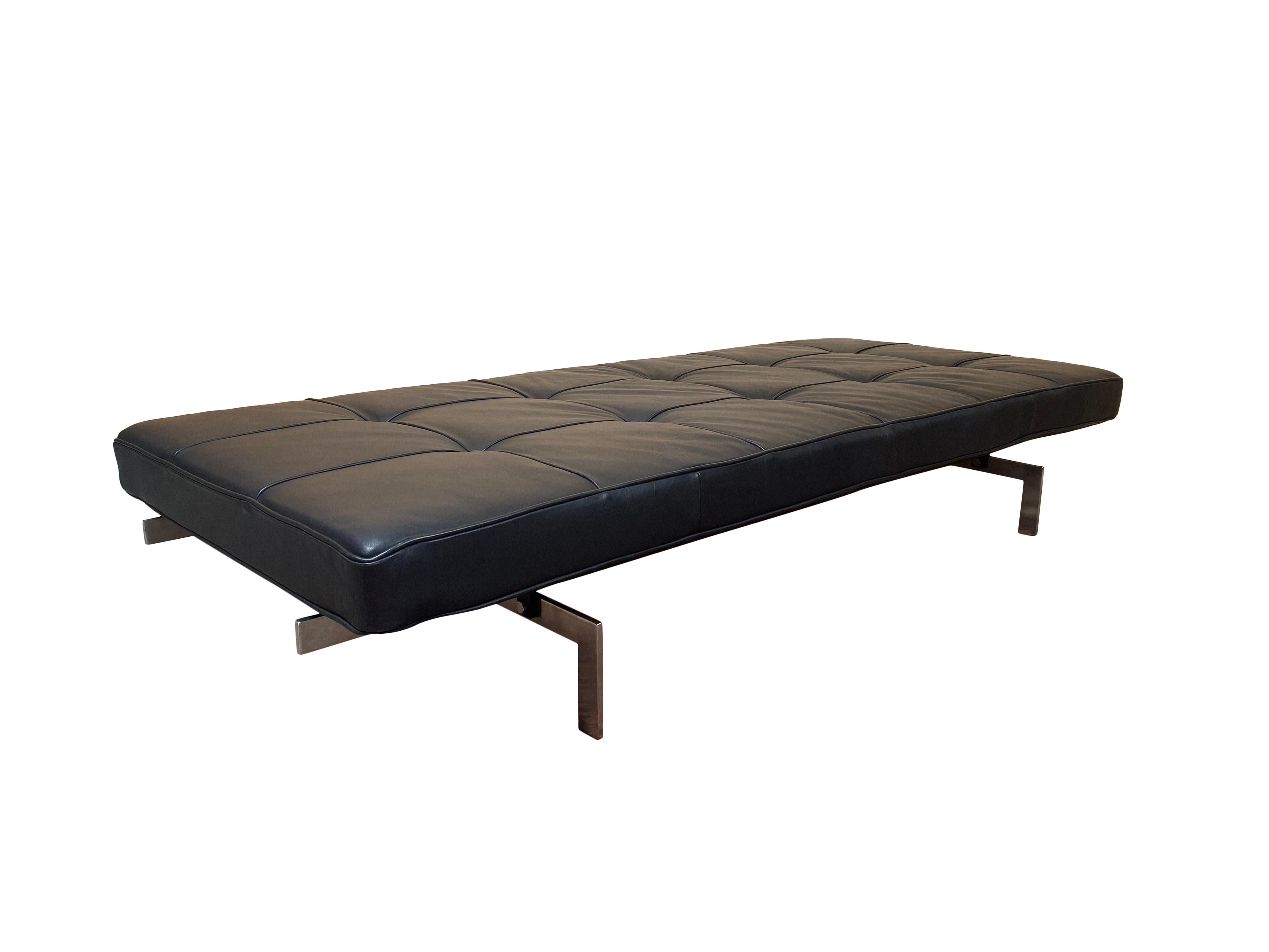 Poul Kjaerholm PK 80 Tagesbett schwarzes Leder E. Kold Christensen Dänemark 1960er Jahre (Metall) im Angebot