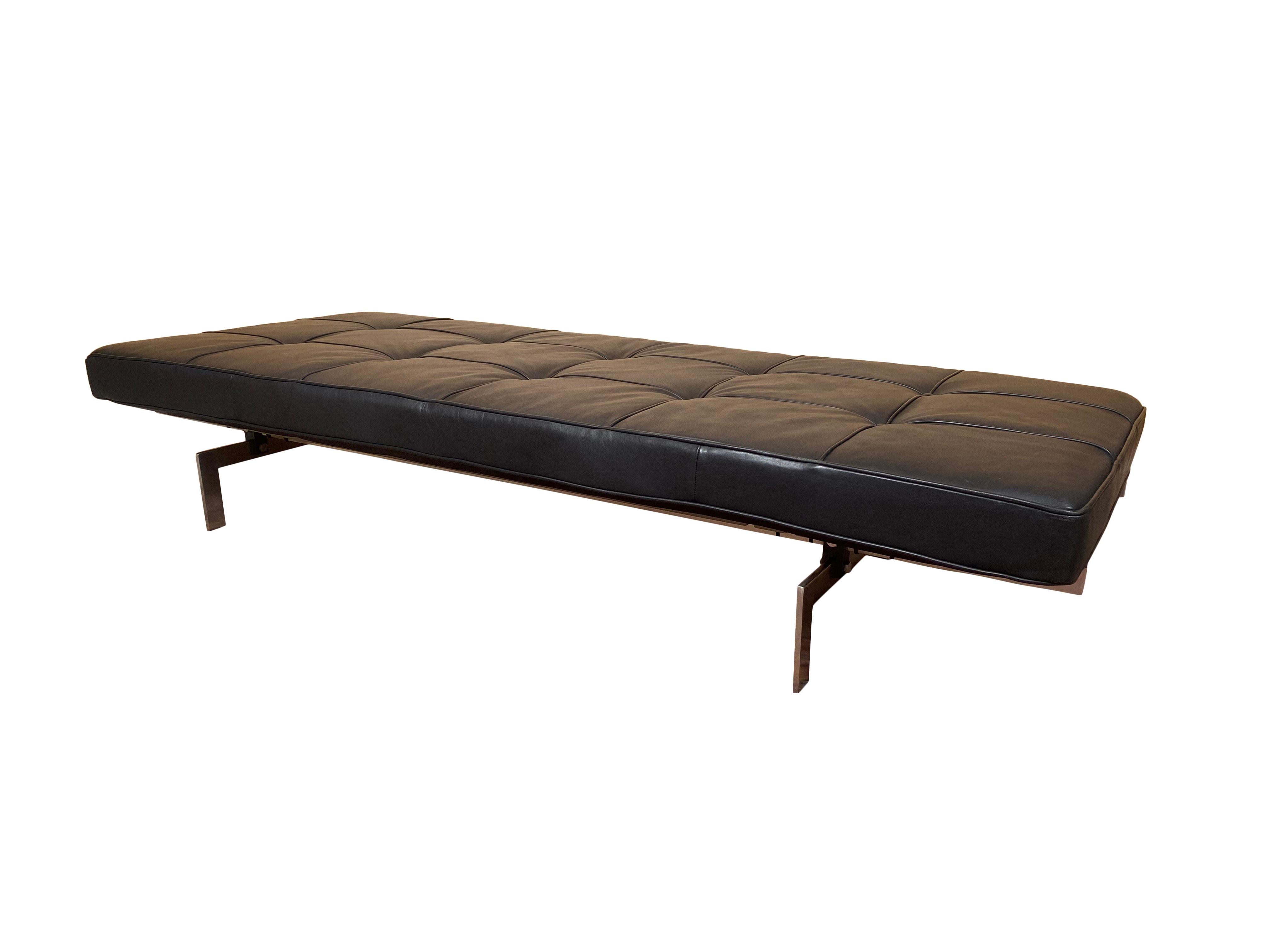Poul Kjaerholm PK 80 Tagesbett schwarzes Leder E. Kold Christensen Dänemark 1960er Jahre im Angebot 1