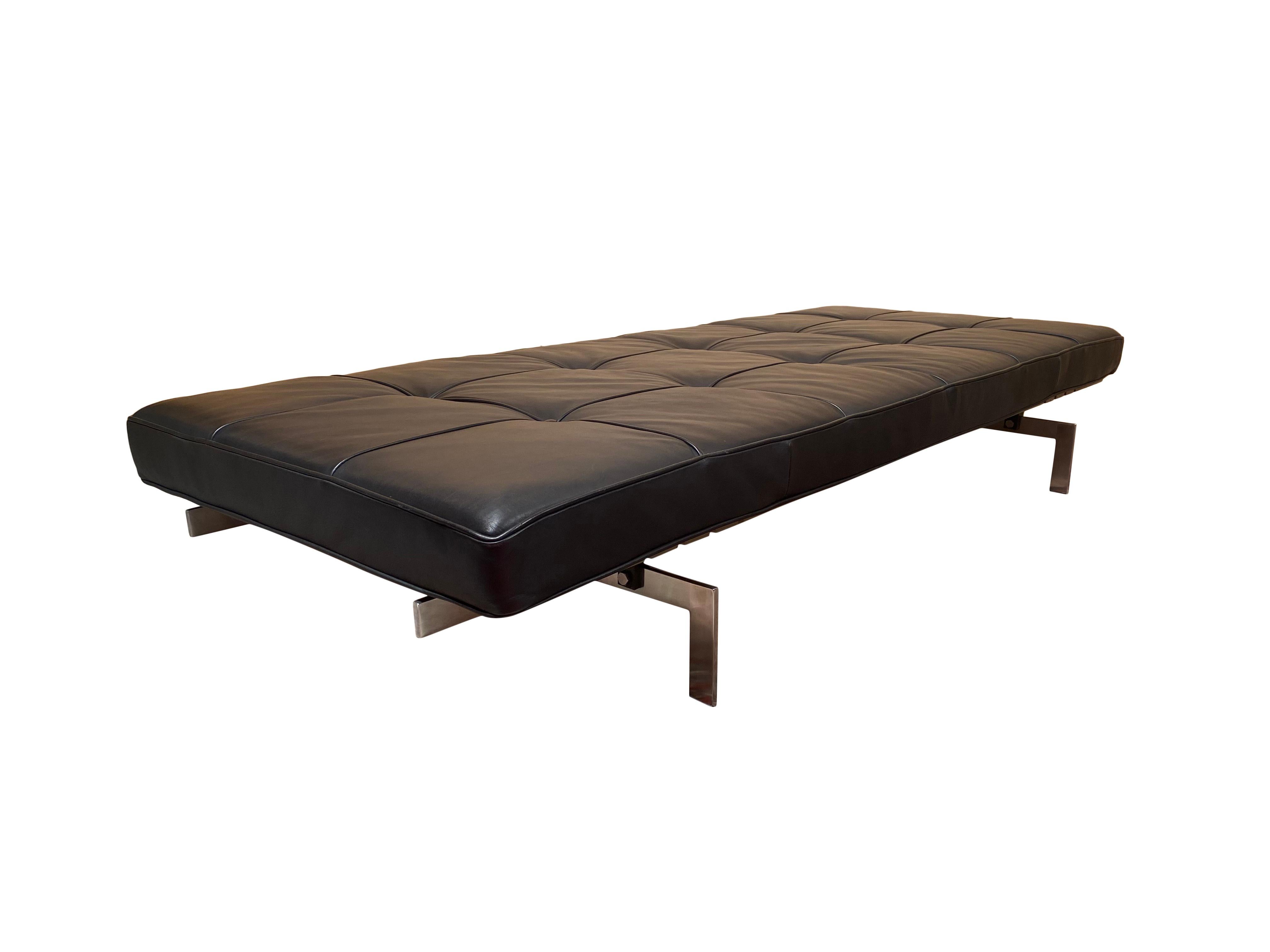 Poul Kjaerholm PK 80 Tagesbett schwarzes Leder E. Kold Christensen Dänemark 1960er Jahre im Angebot 2