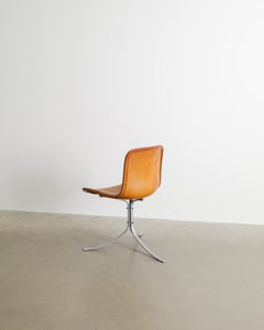 Poul Kjaerholm "PK-9" Dining Chair in Original Brown Leather by E. Kold, 1960s