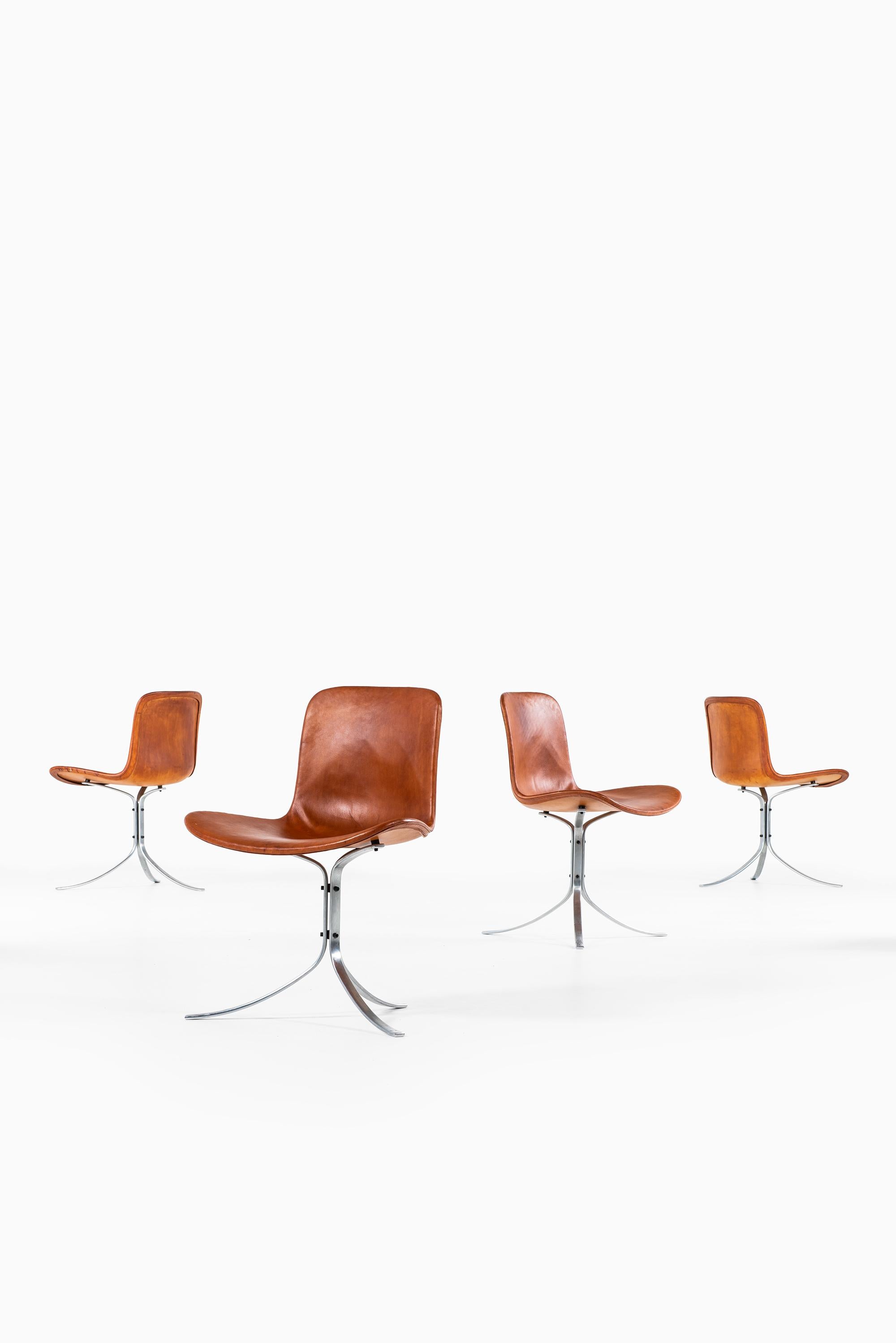 Rare set of 6 dining chairs model PK-9 designed by Poul Kjærholm. Produced by E. Kold Christensen in Denmark.