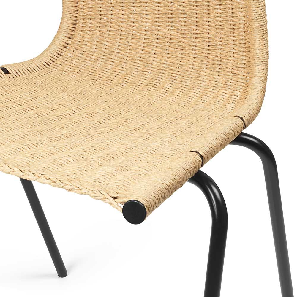 Poul Kjaerholm PK1 Stuhl Schwarzer Stahl Natural Papercord für Carl Hansen (Dänisch) im Angebot
