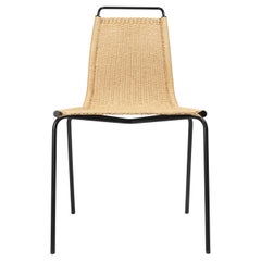 Poul Kjaerholm PK1 Chair Black Steel Natural Papercord for Carl Hansen