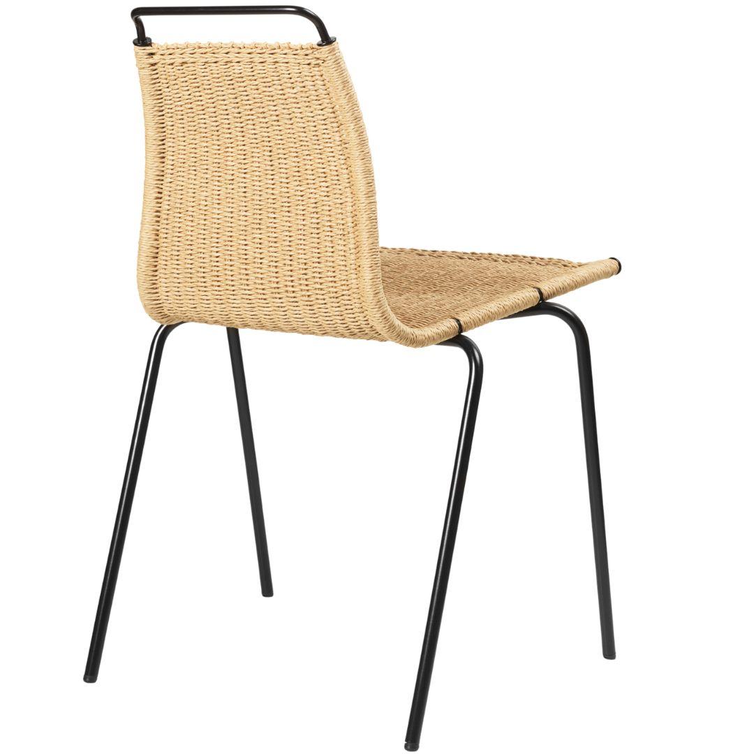Danish Poul Kjærholm 'PK1' Chair in Black Steel and Paper Cord for Carl Hansen & Son For Sale