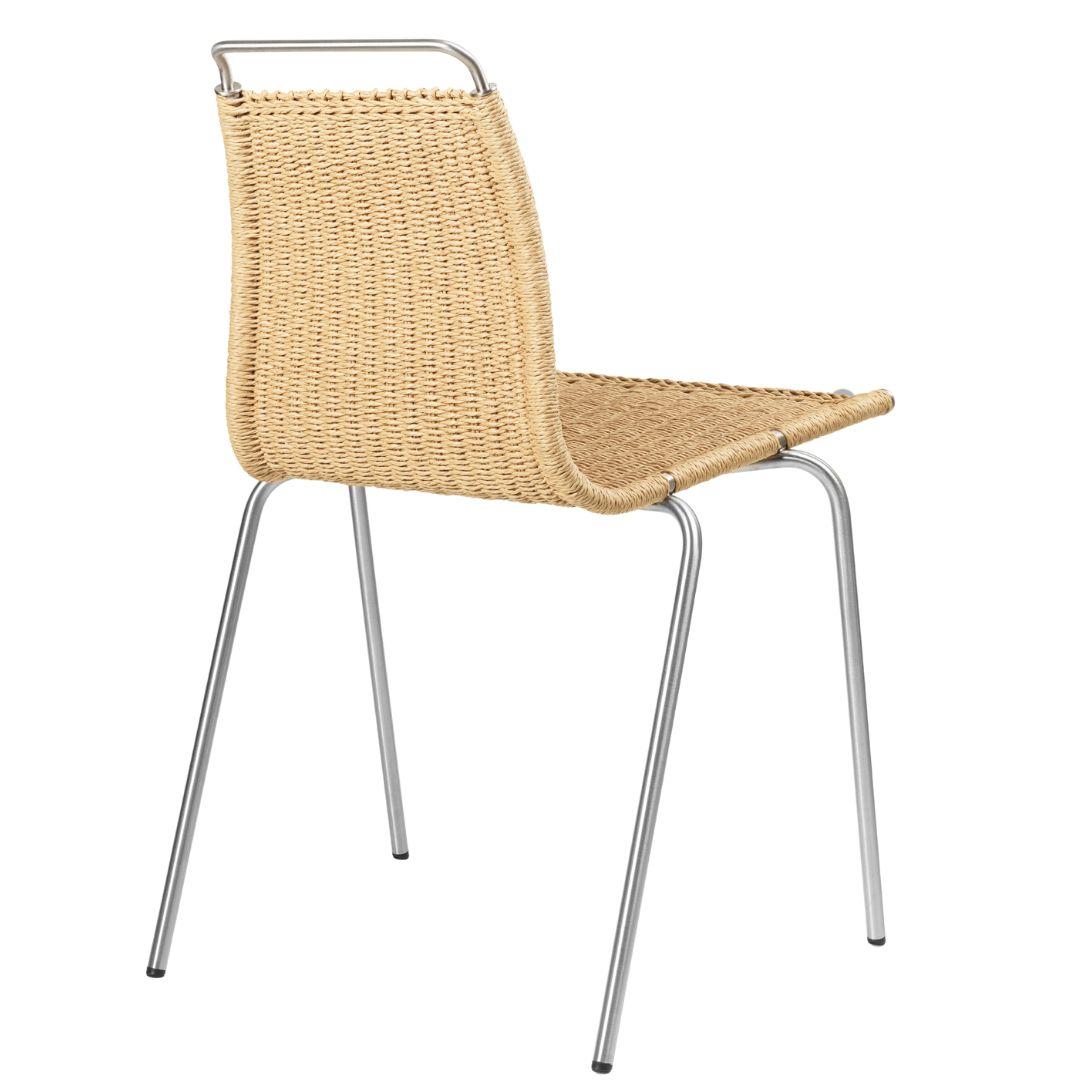 Hand-Woven Poul Kjærholm 'PK1' Chair in Stainless Steel & Paper Cord for Carl Hansen & Son For Sale