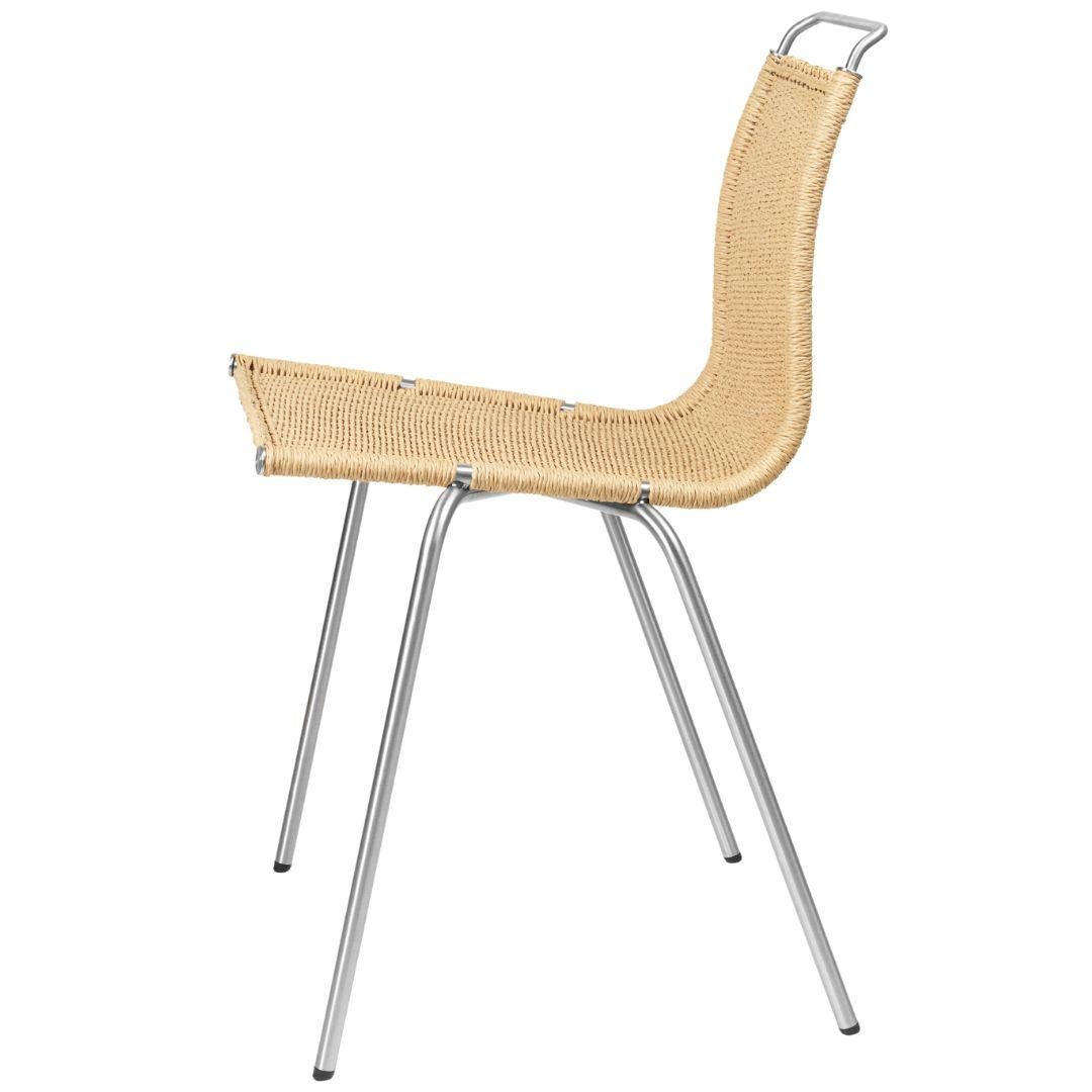 XXIe siècle et contemporain Chaise 'PK1' de Poul Kjærholm en acier inoxydable et corde de papier pour Carl Hansen & Son en vente