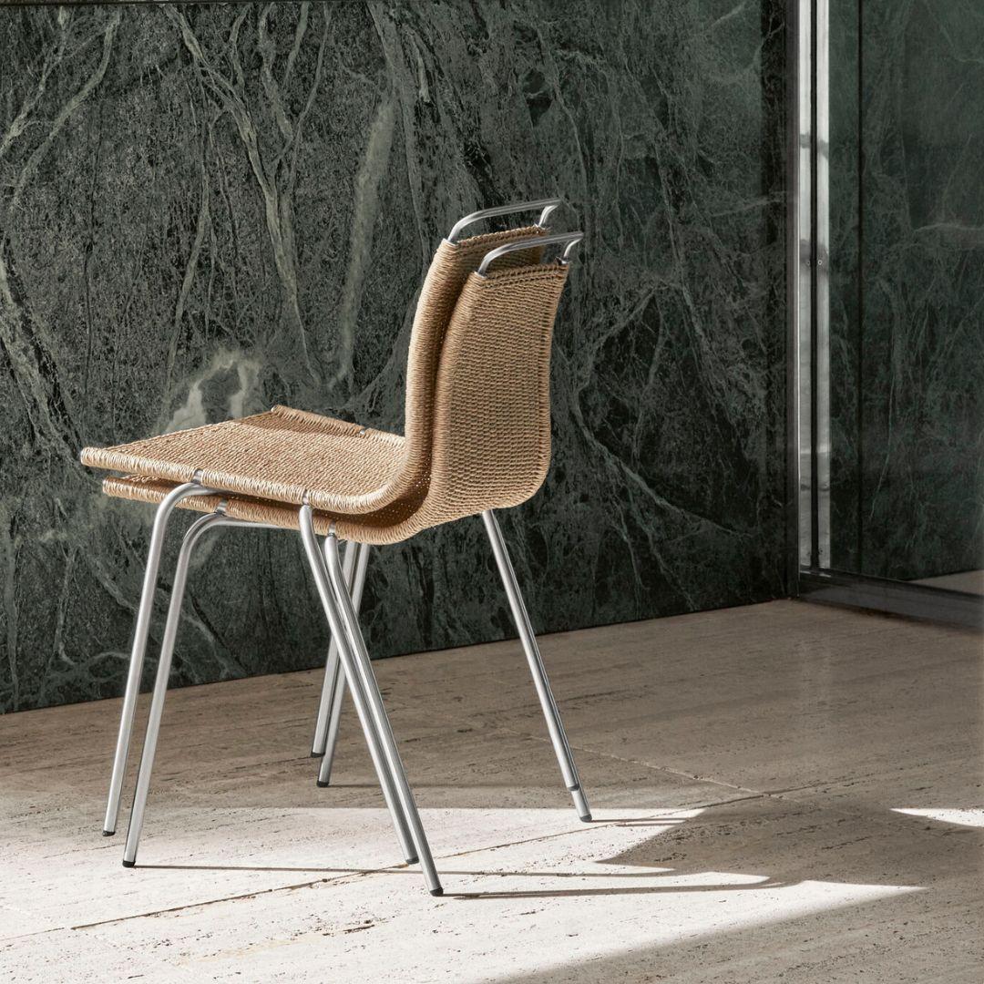 Contemporary Poul Kjærholm 'PK1' Chair in Stainless Steel & Paper Cord for Carl Hansen & Son For Sale