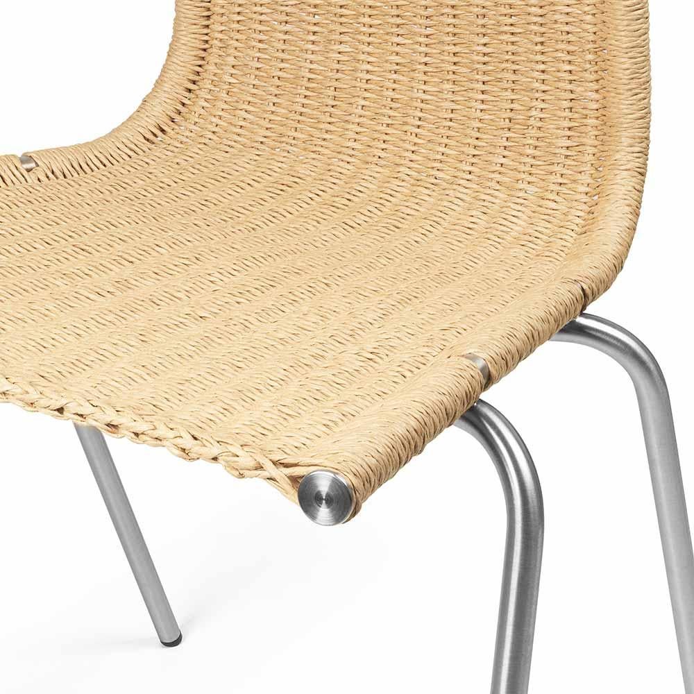 Poul Kjaerholm PK1 Stuhl Edelstahl Natural Papercord für Carl Hansen (Dänisch) im Angebot