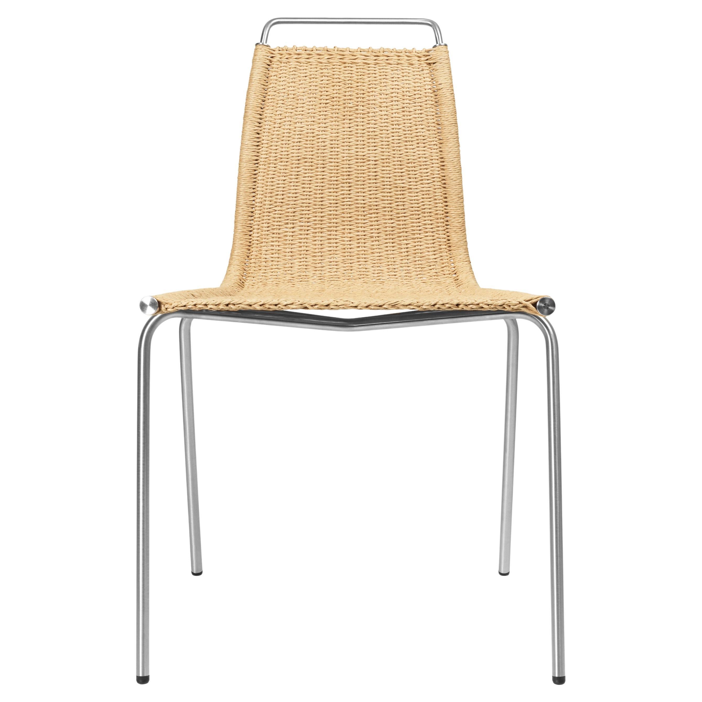 Poul Kjaerholm PK1 Stuhl Edelstahl Natural Papercord für Carl Hansen im Angebot