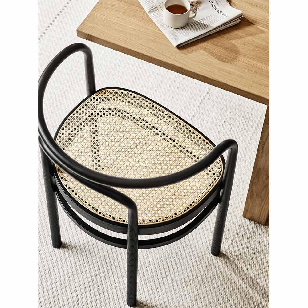 Sillón Poul Kjaerholm PK15 Fresno negro Caña francesa natural para Fritz Hansen en venta 1