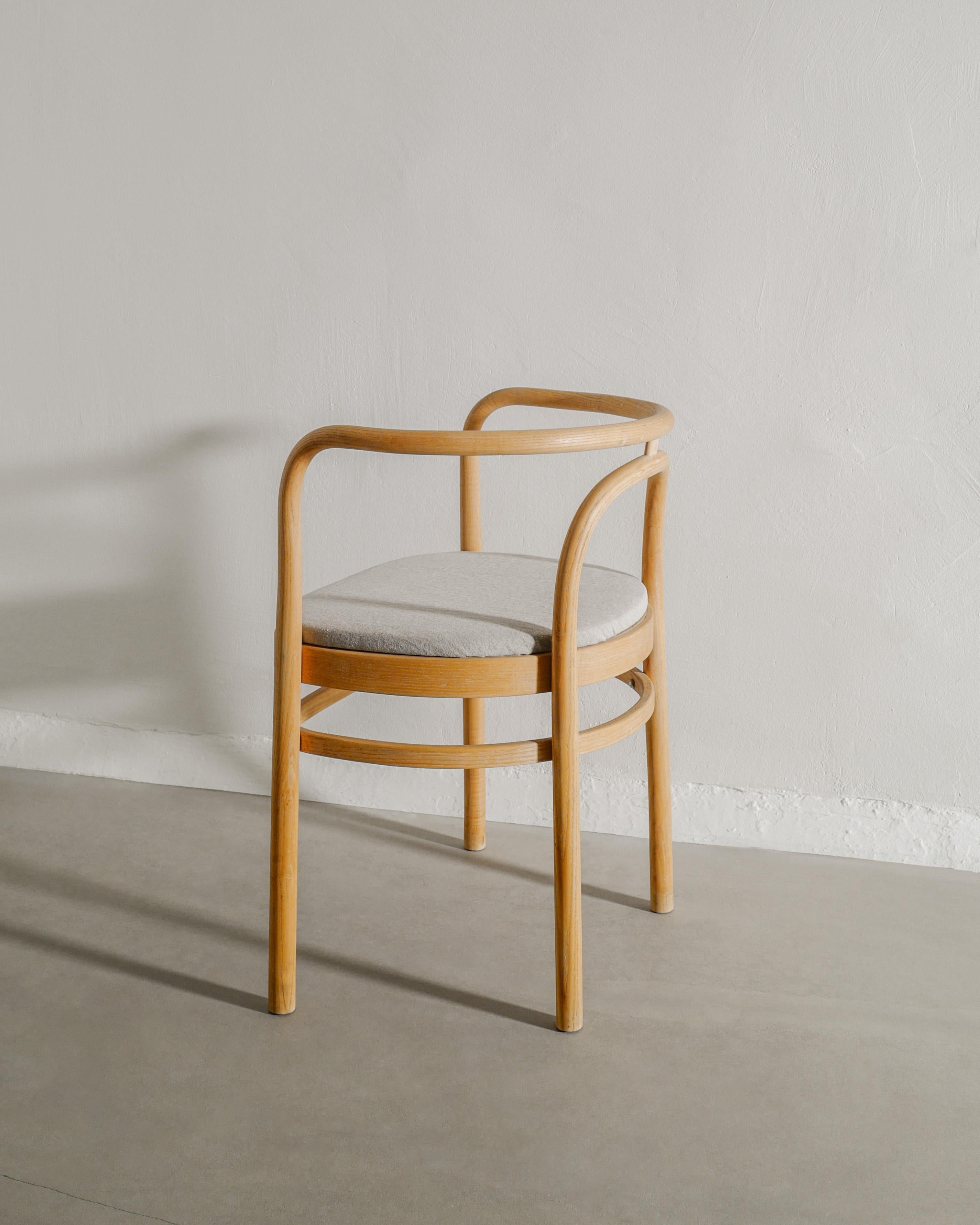 Poul Kjaerholm PK15 Dining Office Chairs in Ash Wood & Linen by PP Møbler, 1990s In Good Condition For Sale In Stockholm, SE