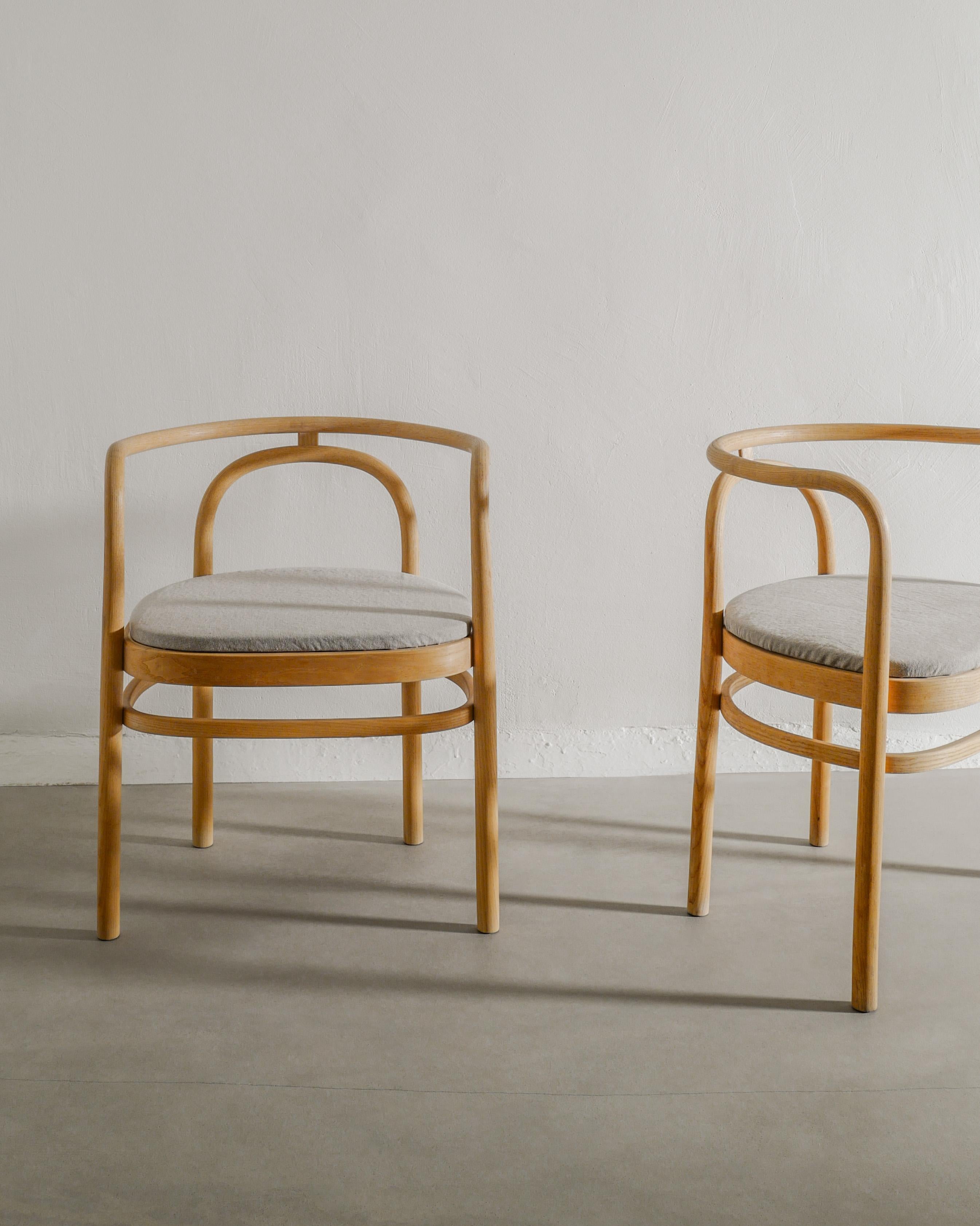 Late 20th Century Poul Kjaerholm PK15 Dining Office Chairs in Ash Wood & Linen by PP Møbler, 1990s For Sale