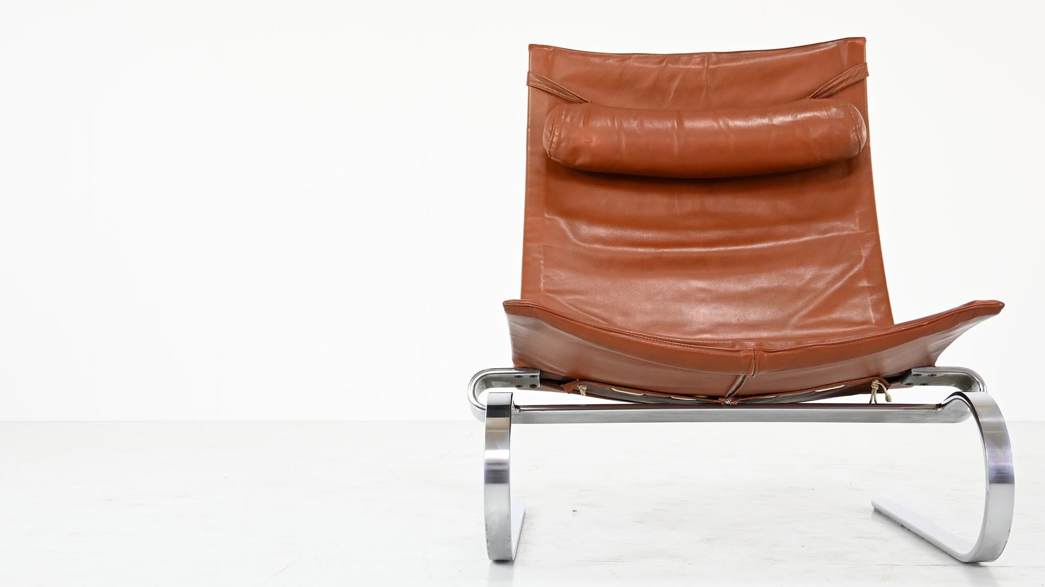 Poul Kjaerholm PK20 Lounge Chair E. Kold Christensen Denmark Steel Leather 1968 In Good Condition For Sale In Munster, NRW