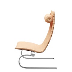 Poul Kjærholm PK20 Lounge Chair Natural Leather Chromed Steel for Fritz Hansen