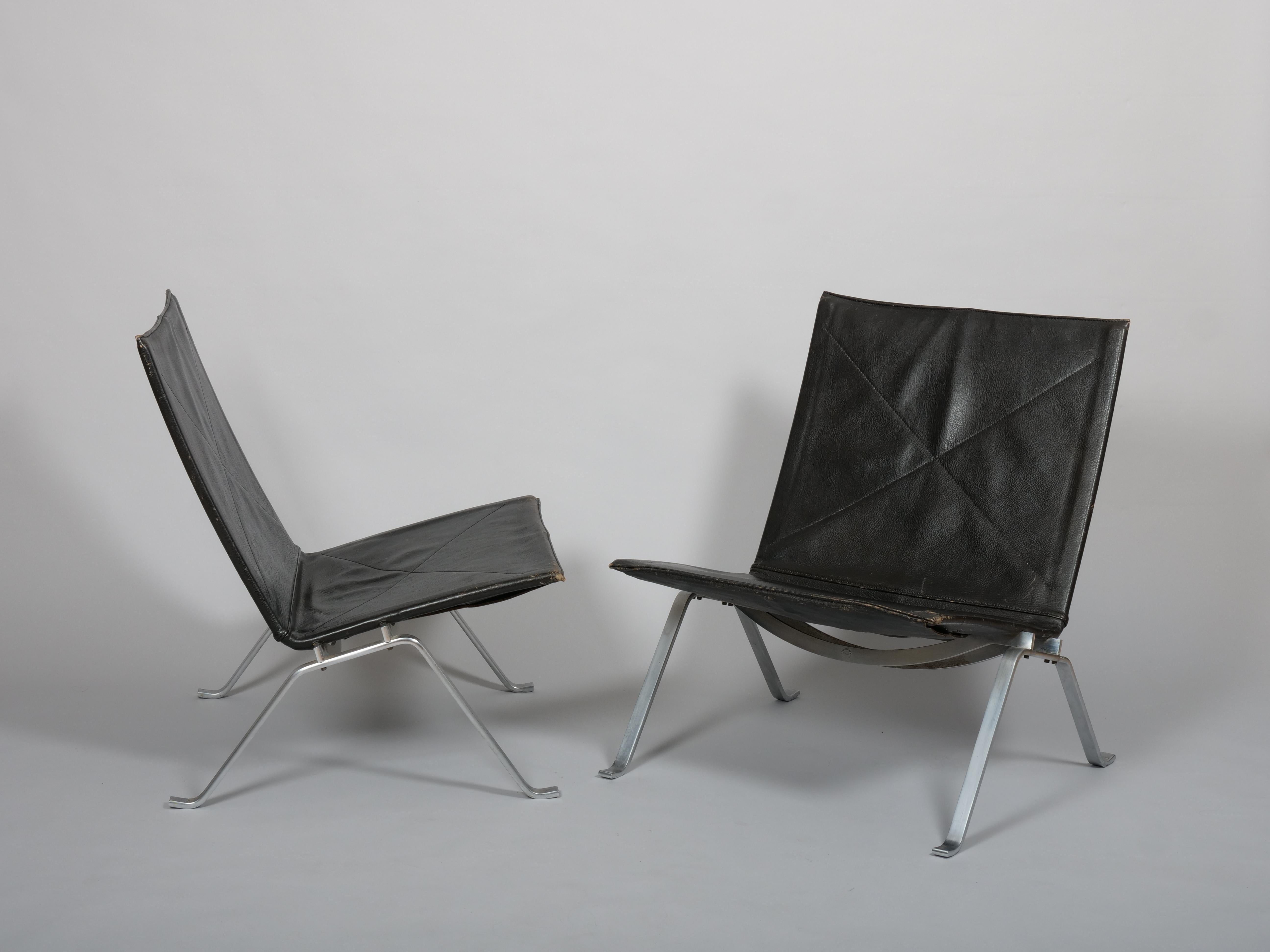 Poul Kjaerholm, PK22 schwarze Leder-Sessel für Fritz Hansen (Minimalistisch) im Angebot