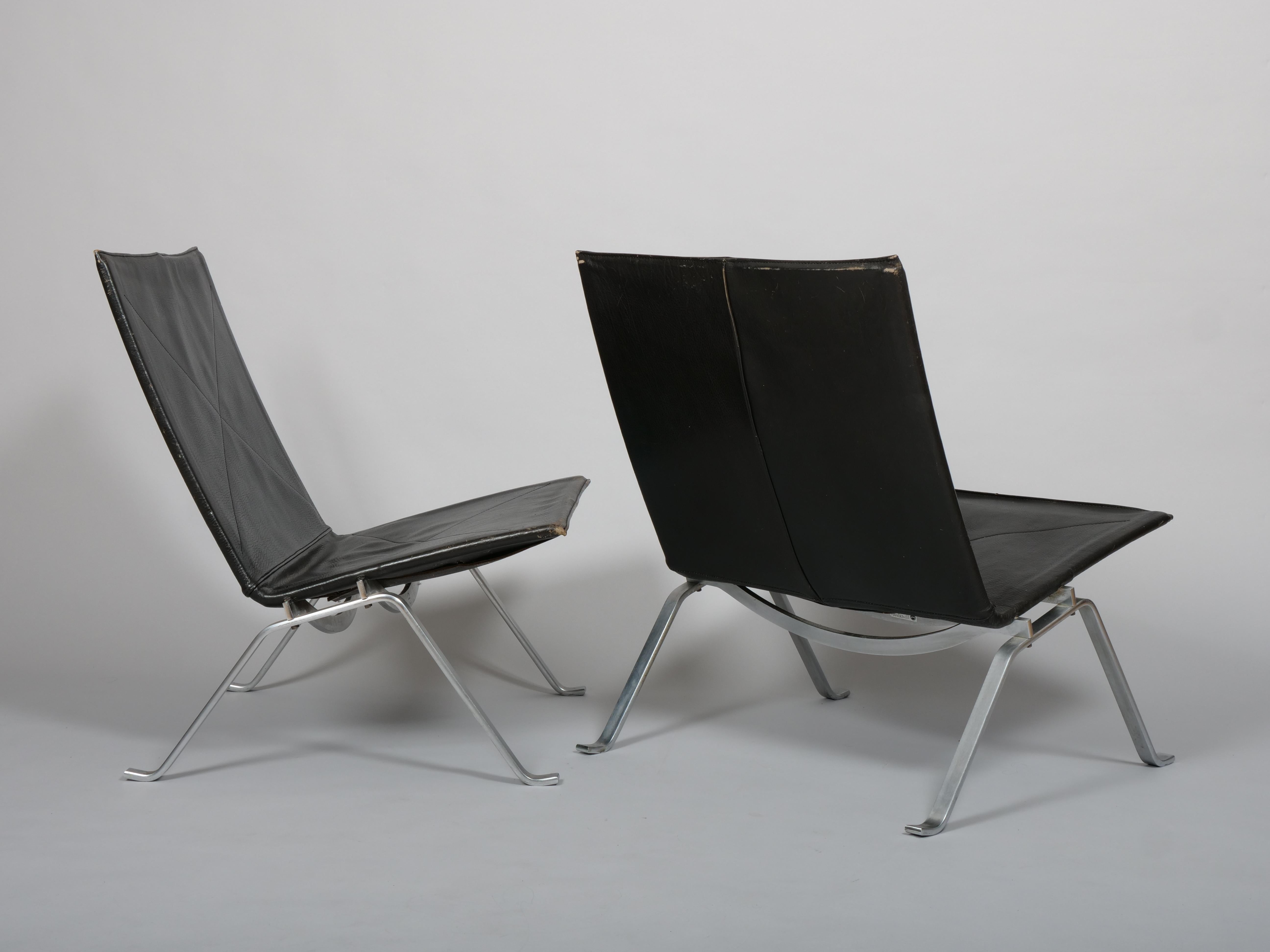 Poul Kjaerholm, PK22 schwarze Leder-Sessel für Fritz Hansen (Dänisch) im Angebot