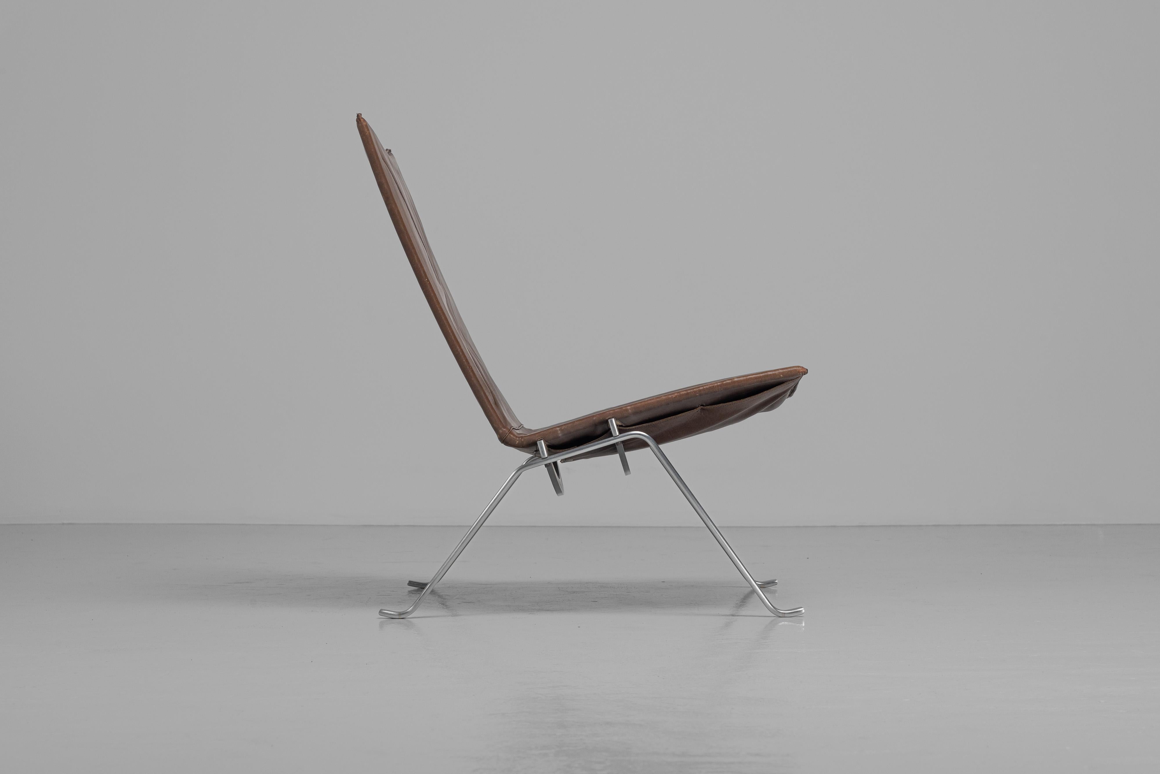 Poul Kjaerholm PK22 brown leather EKC Denmark 1956 For Sale 4