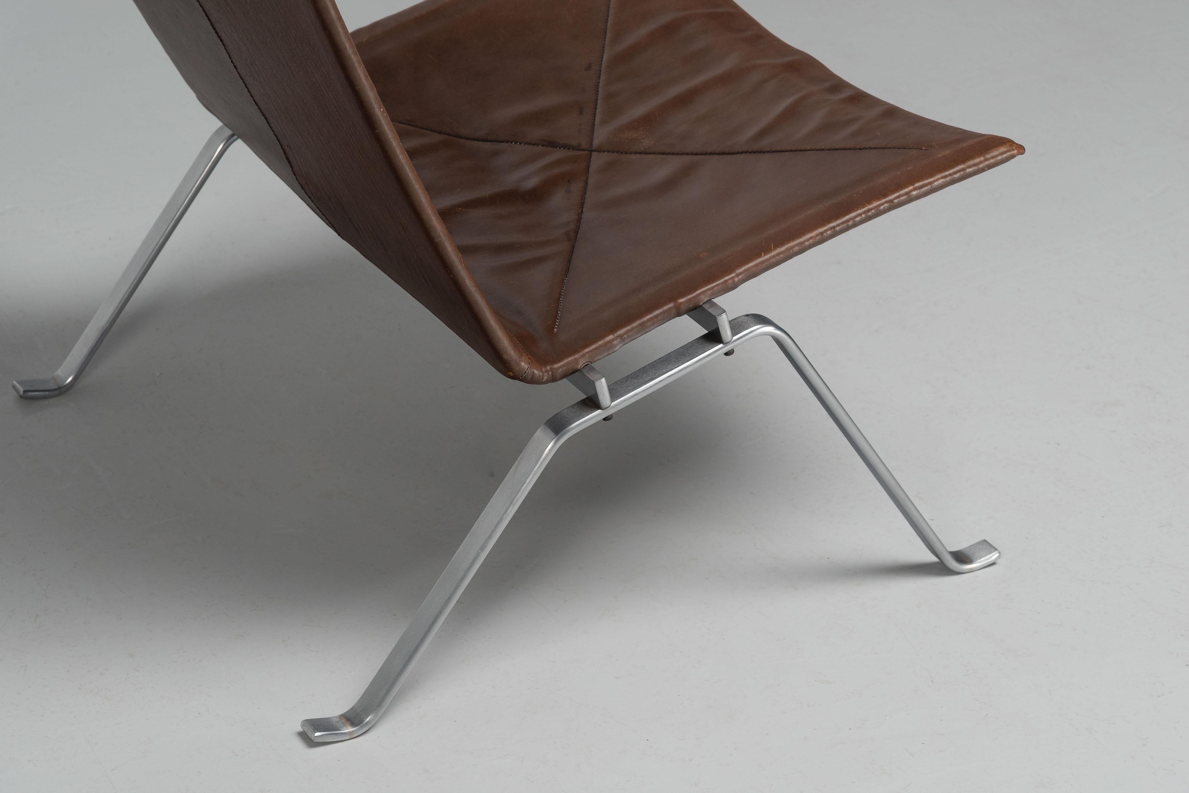 Poul Kjaerholm PK22 brown leather EKC Denmark 1956 For Sale 1