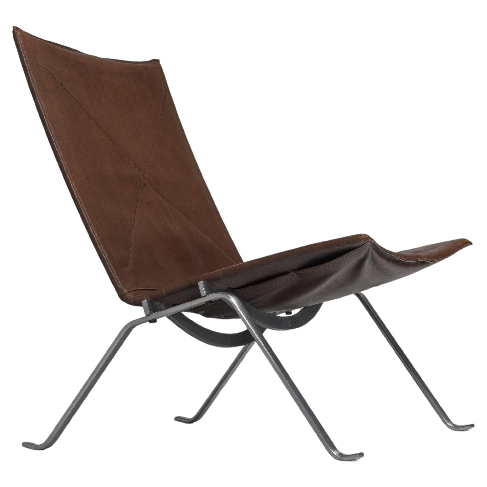 Poul Kjaerholm PK22 brown leather EKC Denmark 1956 For Sale