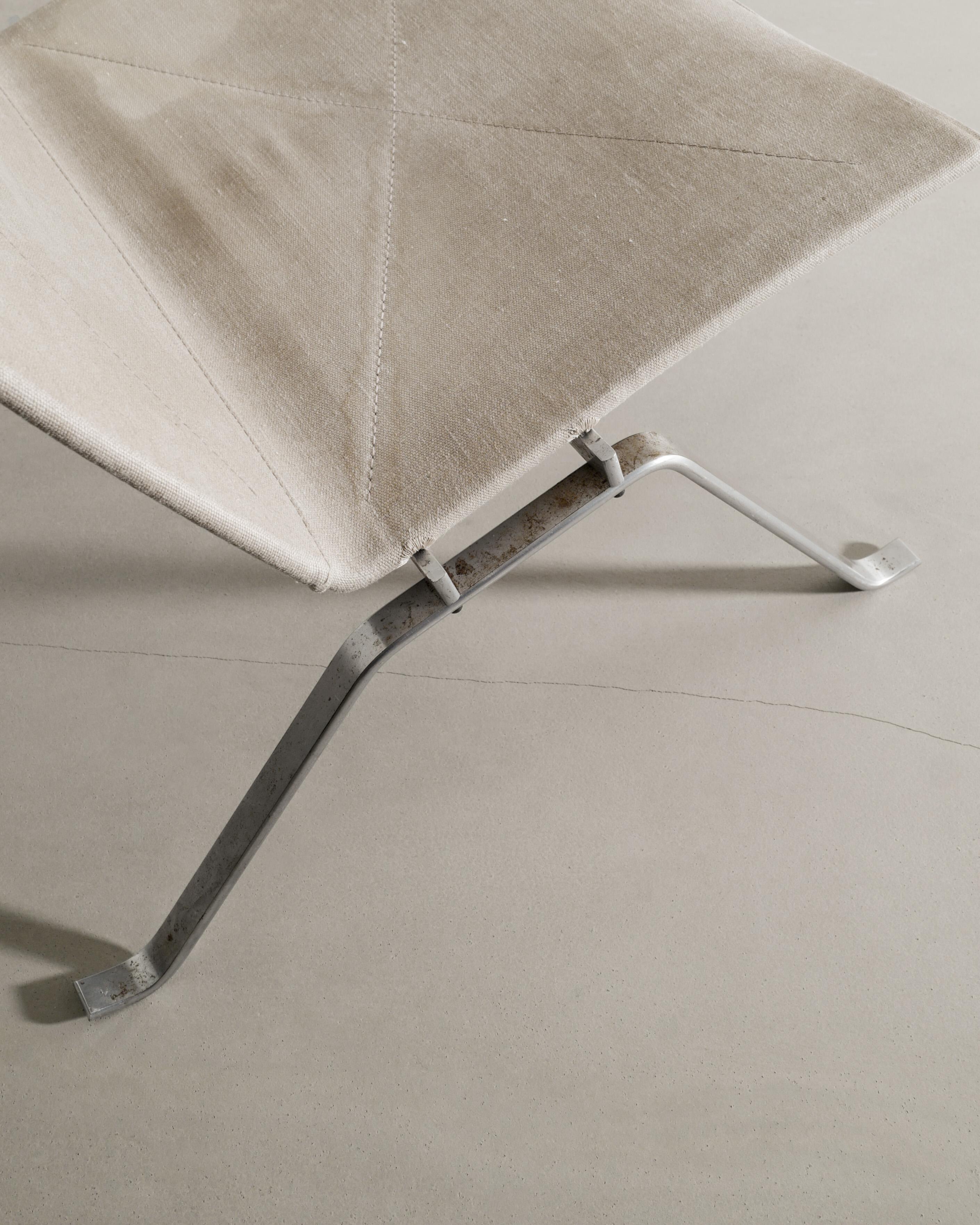 Poul Kjaerholm PK22 Easy Chair aus Stahl und Segeltuch von Fritz Hansen, Dänemark, 1997 (Dänisch) im Angebot