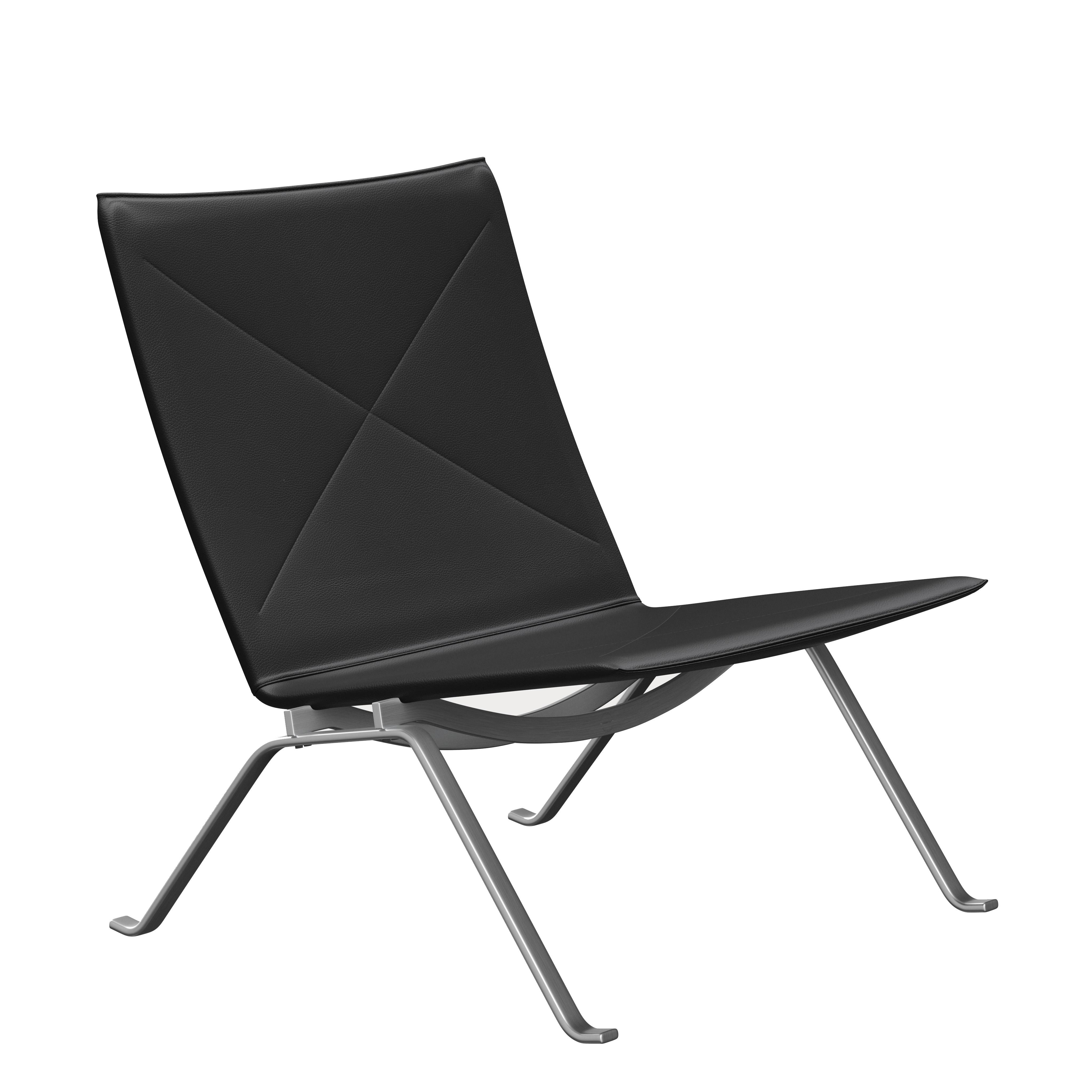 Steel Poul Kjærholm 'PK22' Lounge Chair for Fritz Hansen in Aura Leather For Sale