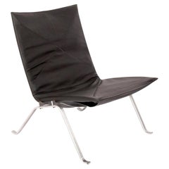 Poul Kjaerholm PK22 Chaise longue en cuir noir E Kold Christensen PK 22