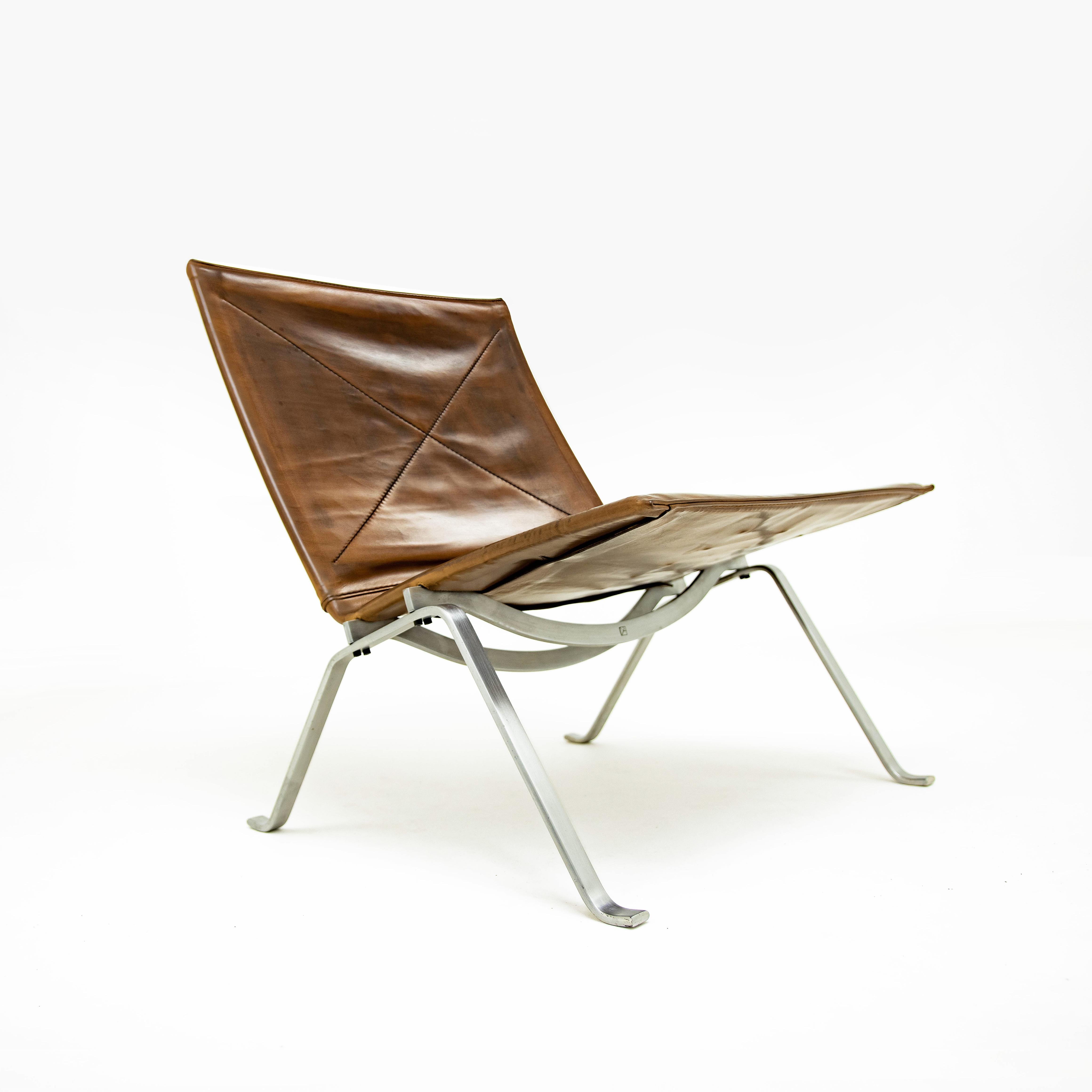 Mid-Century Modern Poul Kjaerholm PK22 Lounge chair in Cognac leather for E. Kold Christensen