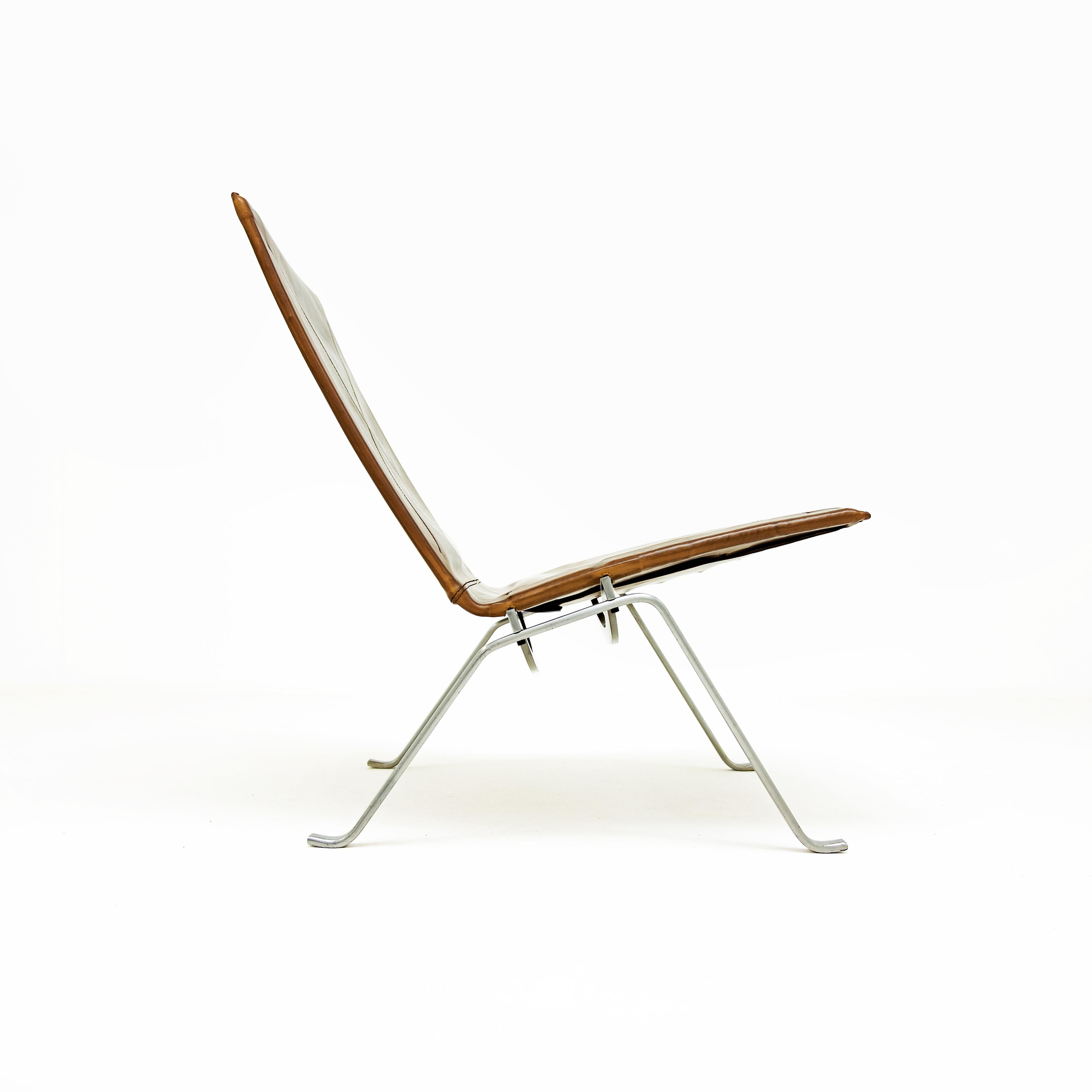 Poul Kjaerholm PK22 Lounge chair in Cognac leather for E. Kold Christensen In Good Condition In Highclere, Newbury