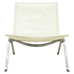 Fauteuil de salon PK22 en cuir crme Poul Kjaerholm pour Fritz Hansen  2 Disponible 