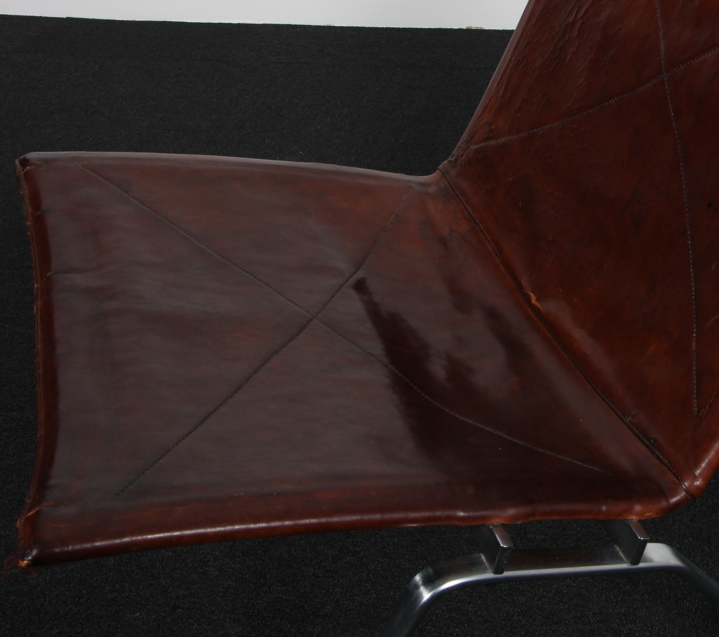 Silla de salón Poul Kjærholm PK22, Kold Christensen. Piel original mediados del siglo XX en venta